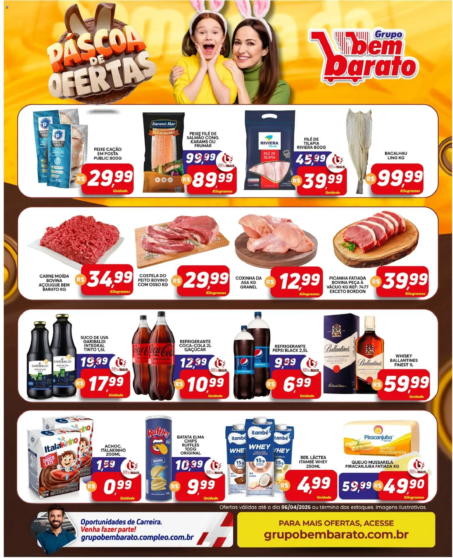 Supermercado Bem Barato Folheto - válido de 31.03.2026 | Página: 3 | Produtos: Bacalhau, Whisky, Picanha, Batata