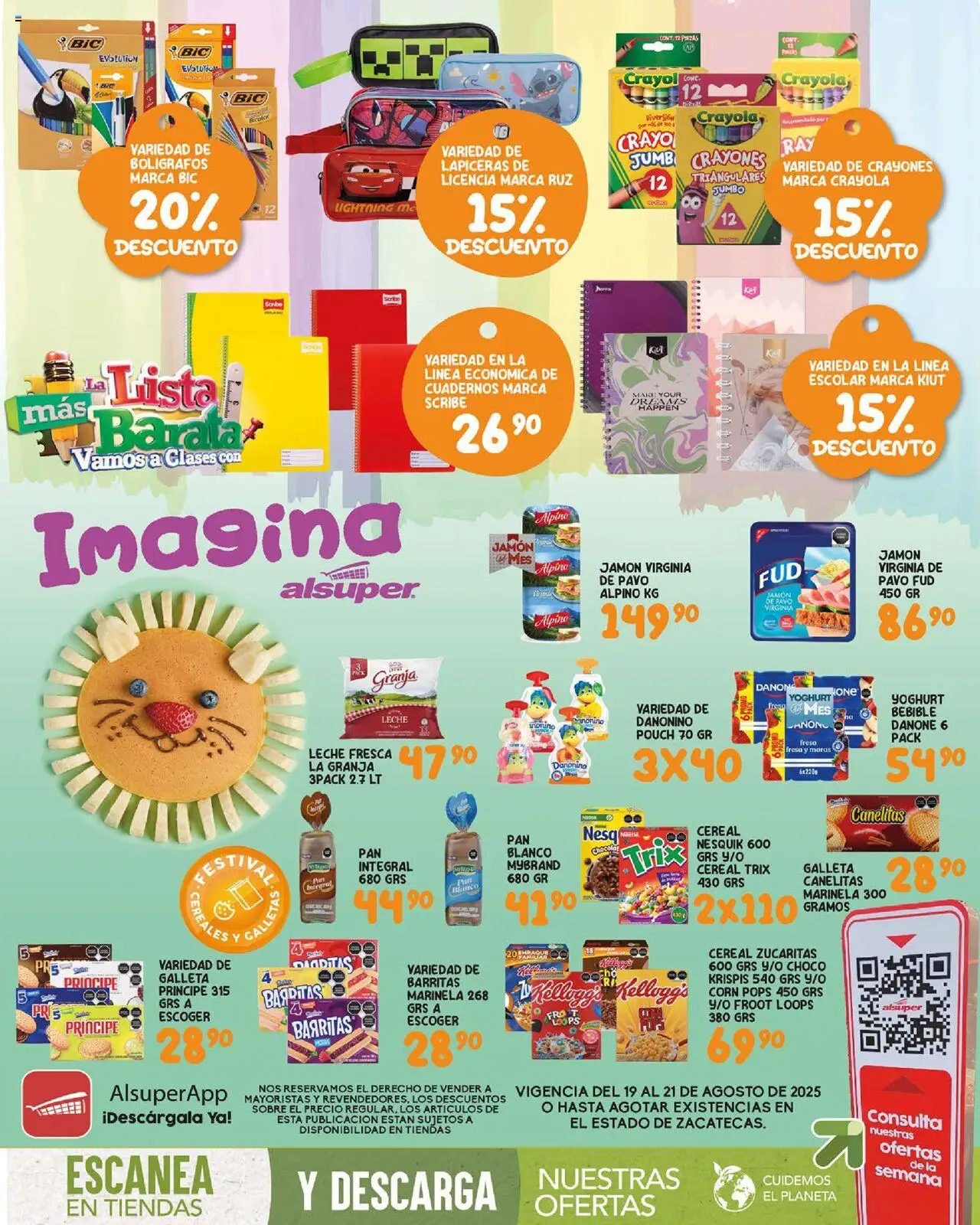 Nuevas ofertas de Alsuper válidas en toda la República Mexicana desde el 19.08.2025. ¡Encuentra las mejores ofertas en Alsuper - Folleto - Zacatecas! | Página: 1 | Productos: Fresa, Leche, Jamón, Sobre