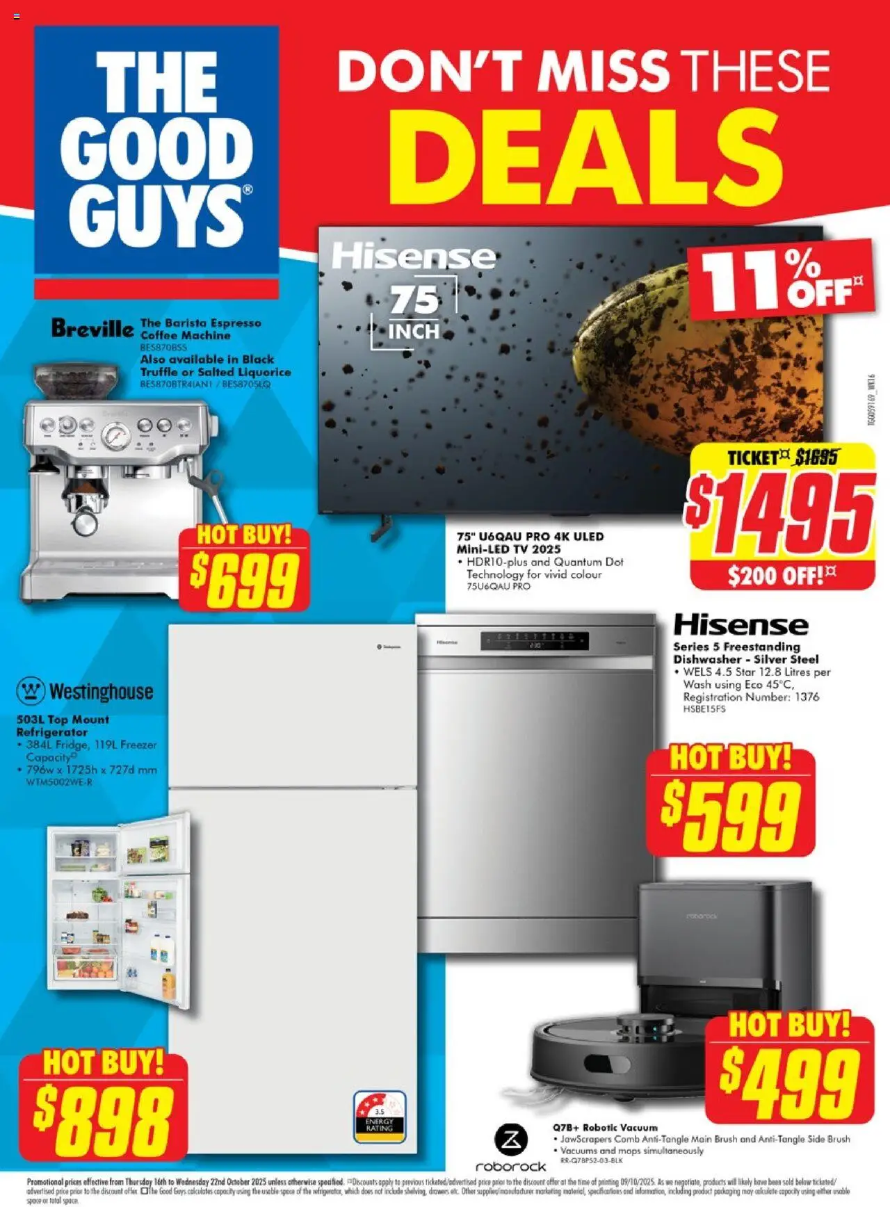 The Good Guys catalogue - valid from 15.10.2025 | Page: 1 | Products: Brush, Coffee, Refrigerator, Dishwasher