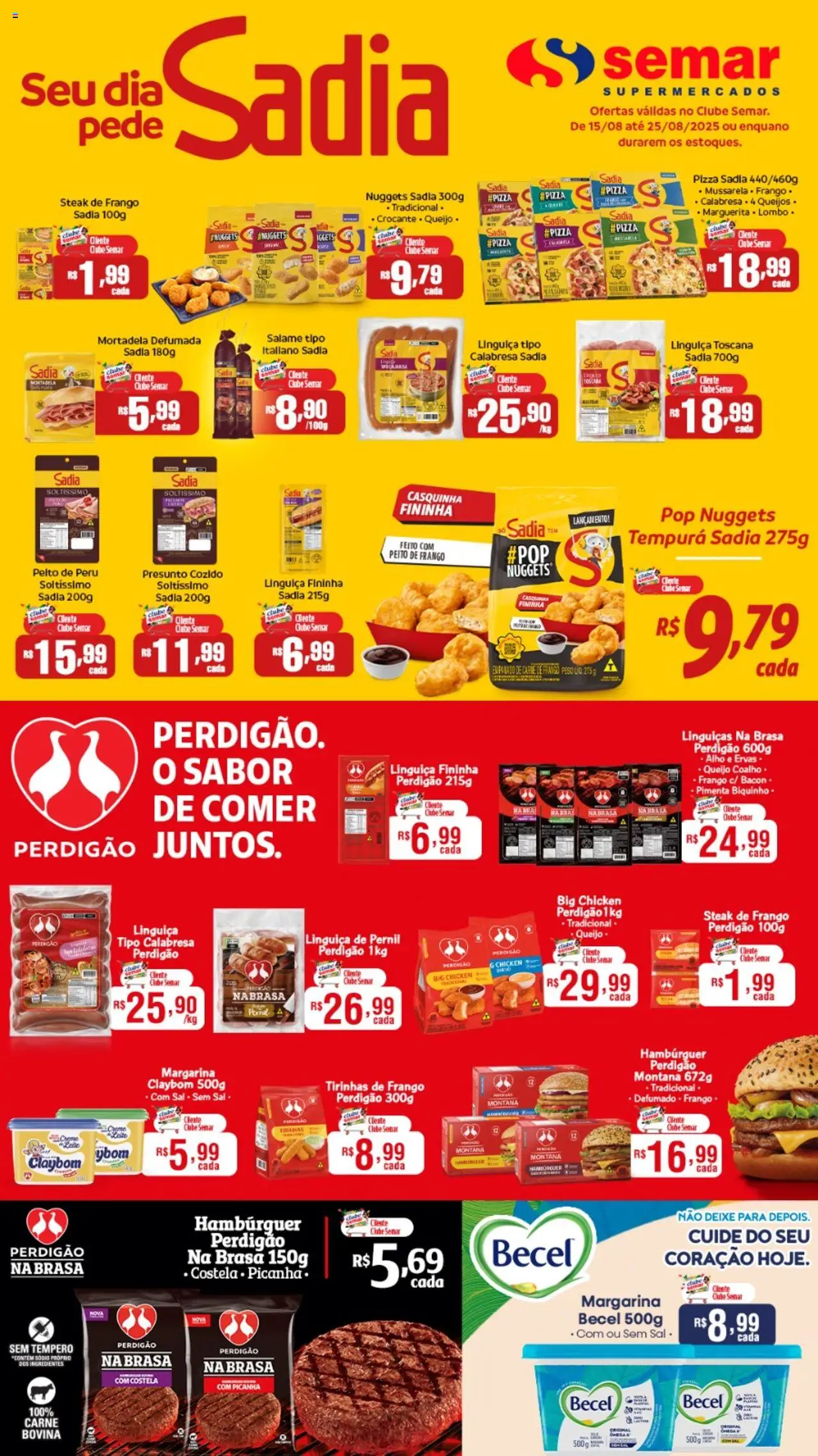 Semar Supermercado Folheto - válido de 15.08.2025 | Página: 1 | Produtos: Picanha, Pernil, Pizza, Peito de frango
