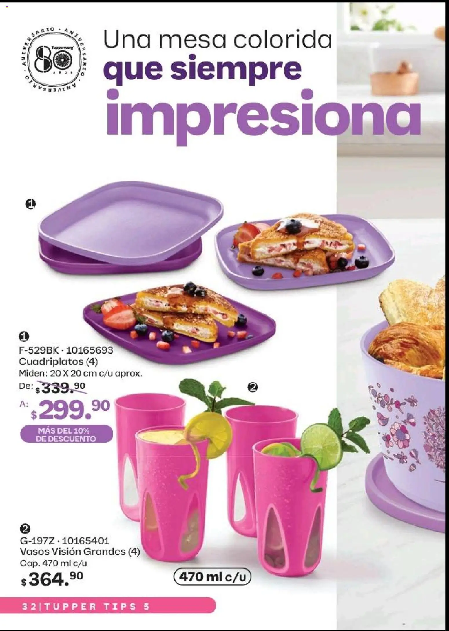 Nuevas ofertas de Tupperware válidas en toda la República Mexicana desde el 20.04.2026. ¡Encuentra las mejores ofertas en Tupperware catálogo! | Página: 32 | Productos: Tupper, Mesa, Vasos