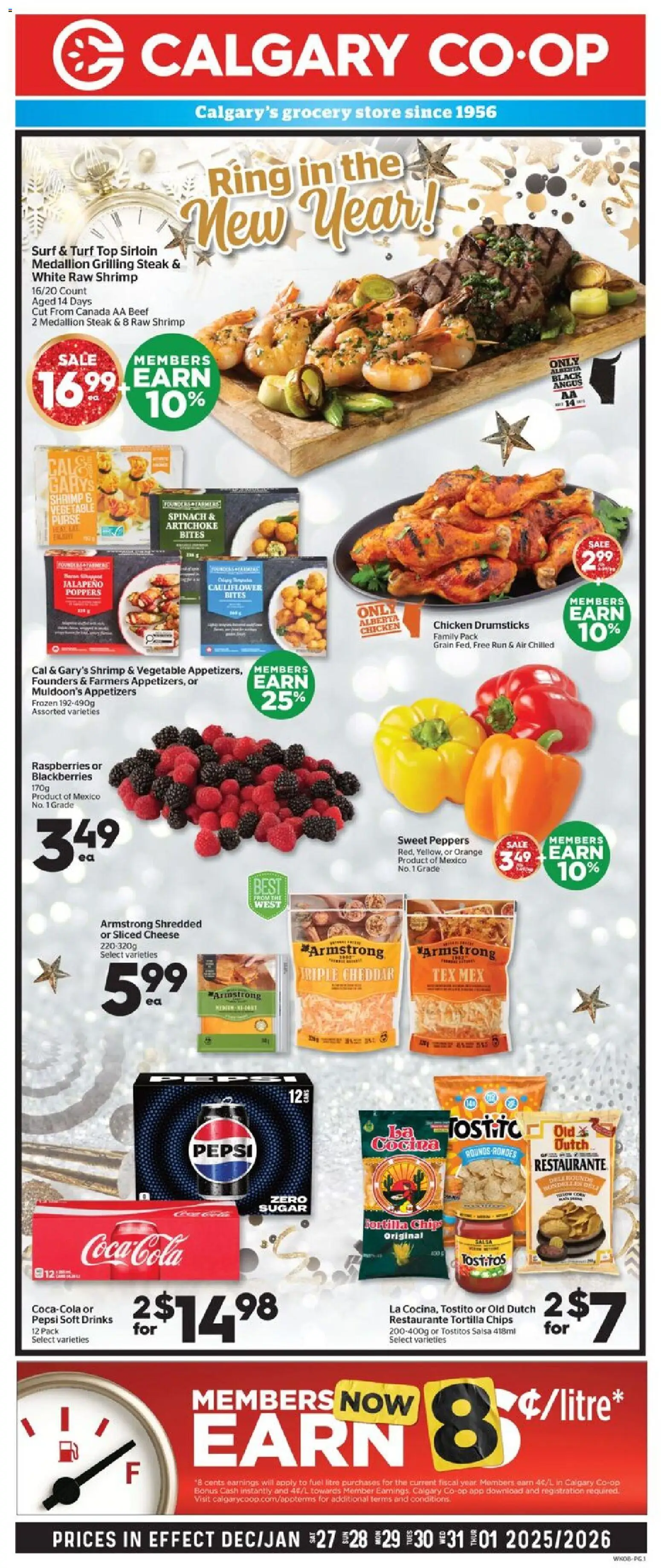 Calgary Co-op flyer valid from 27.12.2025 | Page: 1 | Products: Beef, Chips, Purse, Chicken