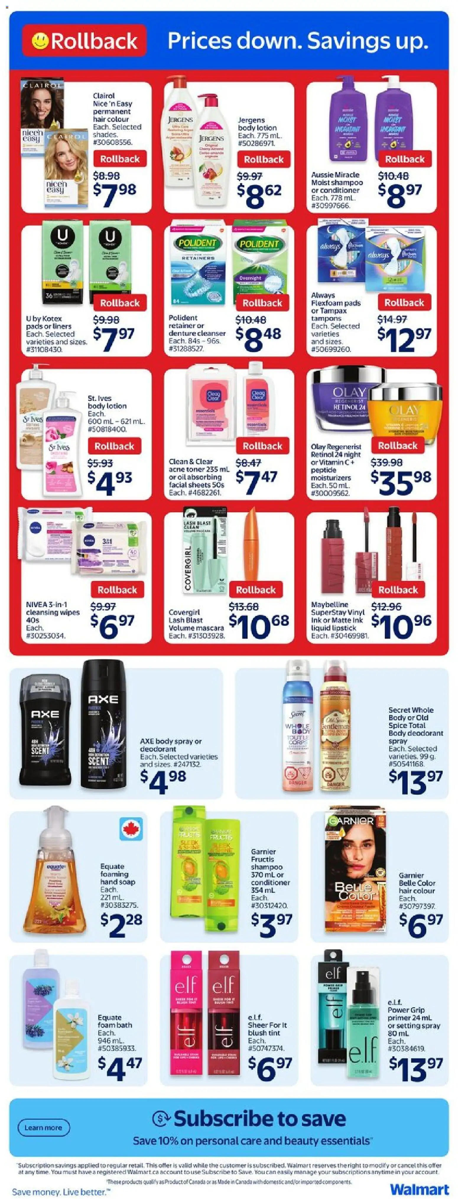 Walmart flyer valid from 15.01.2026 | Page: 13 | Products: Mascara, Shampoo, Conditioner, Bath