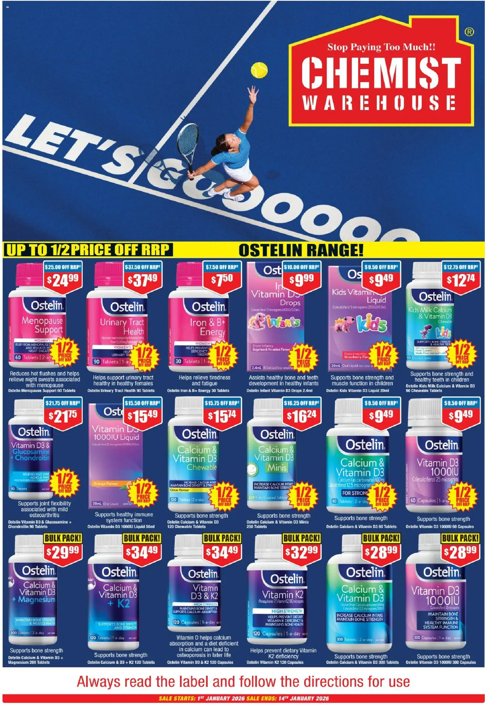 Chemist Warehouse catalogue - valid from 01.01.2026 | Page: 1 | Products: Milk, Iron, Tablets, Vitamin