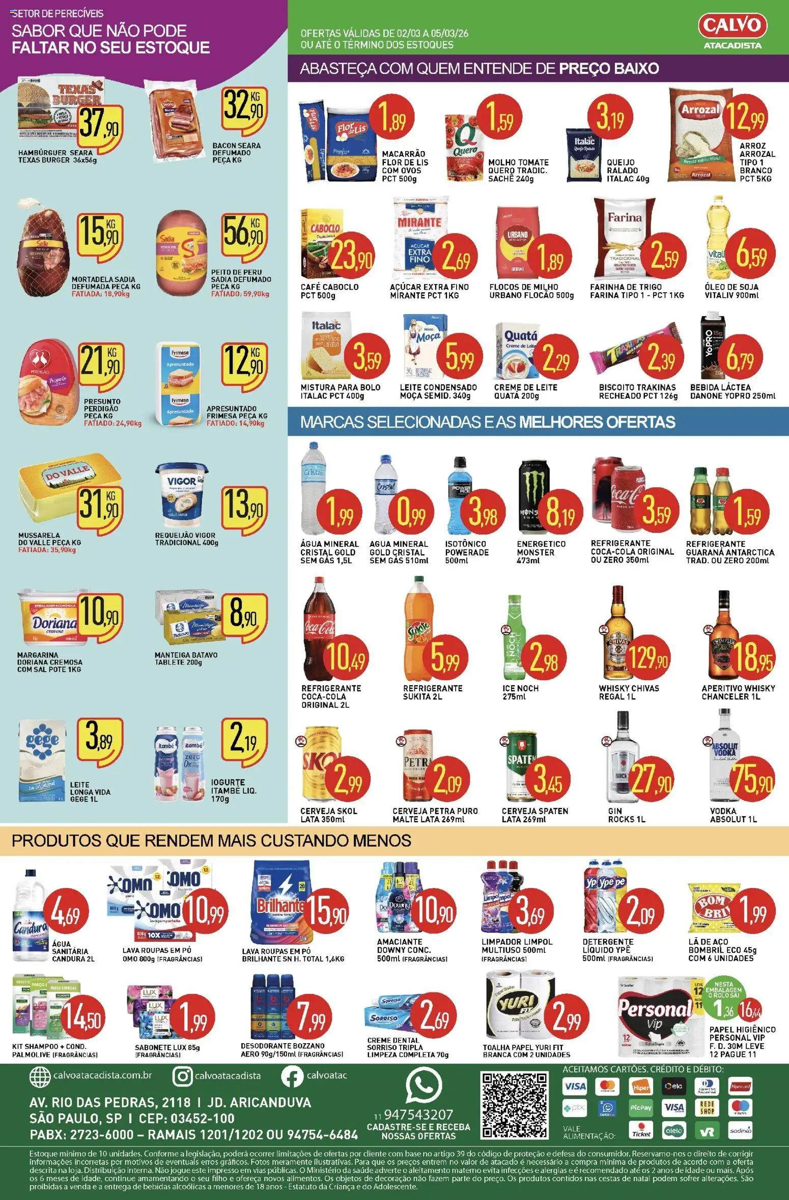 Calvo Atacadista Folheto - válido de 02.03.2026 | Página: 2 | Produtos: Whisky, Óleo, Macarrão, Água mineral