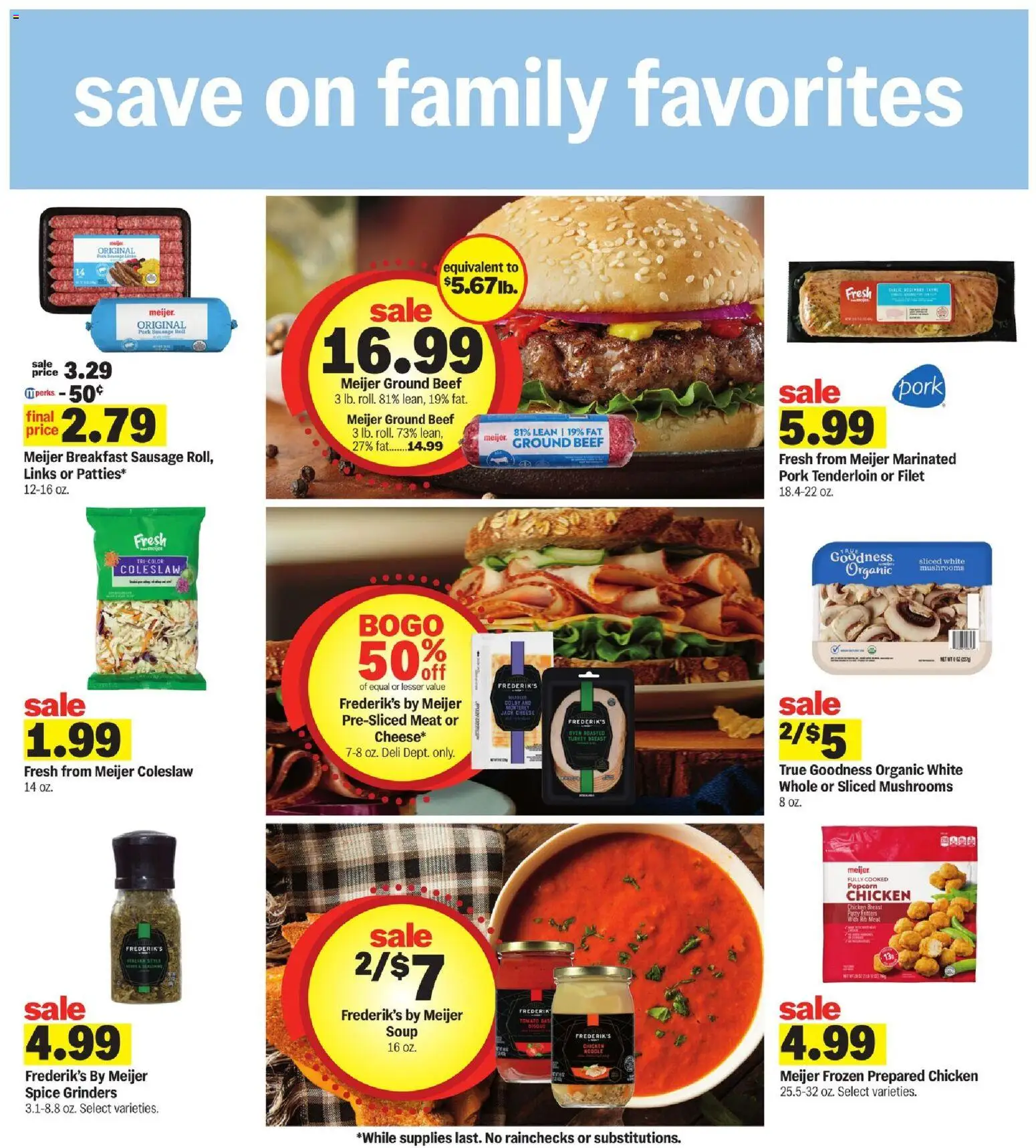 Meijer Weekly Ad - MI - valid from 22.04.2026 | Page: 21 | Products: Mushrooms, Pork, Beef, Sausage
