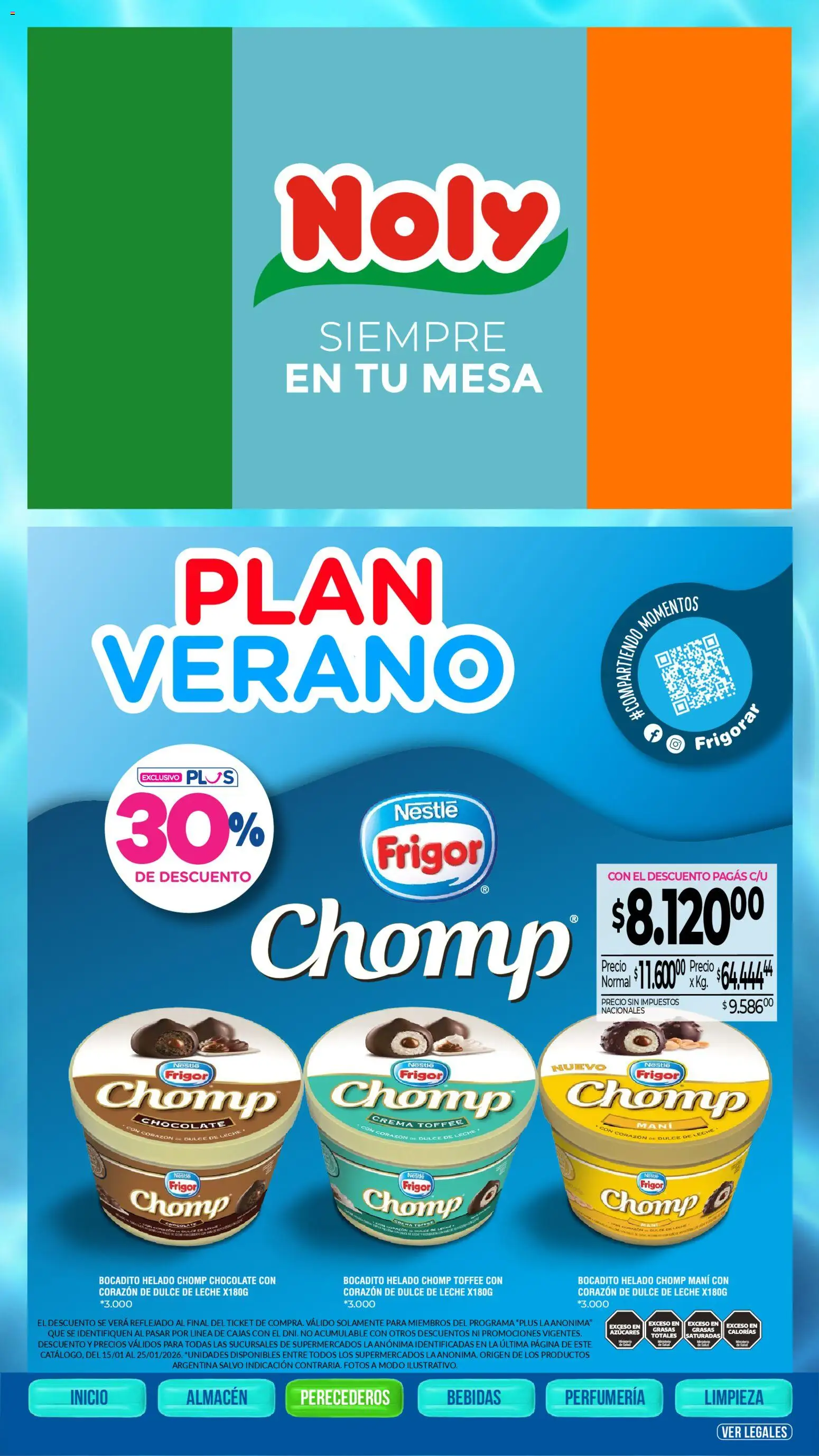 La Anonima catálogo │ válido desde el 15.01.2026 | Página: 22 | Productos: Helado, Dulce de leche, Mani, Crema
