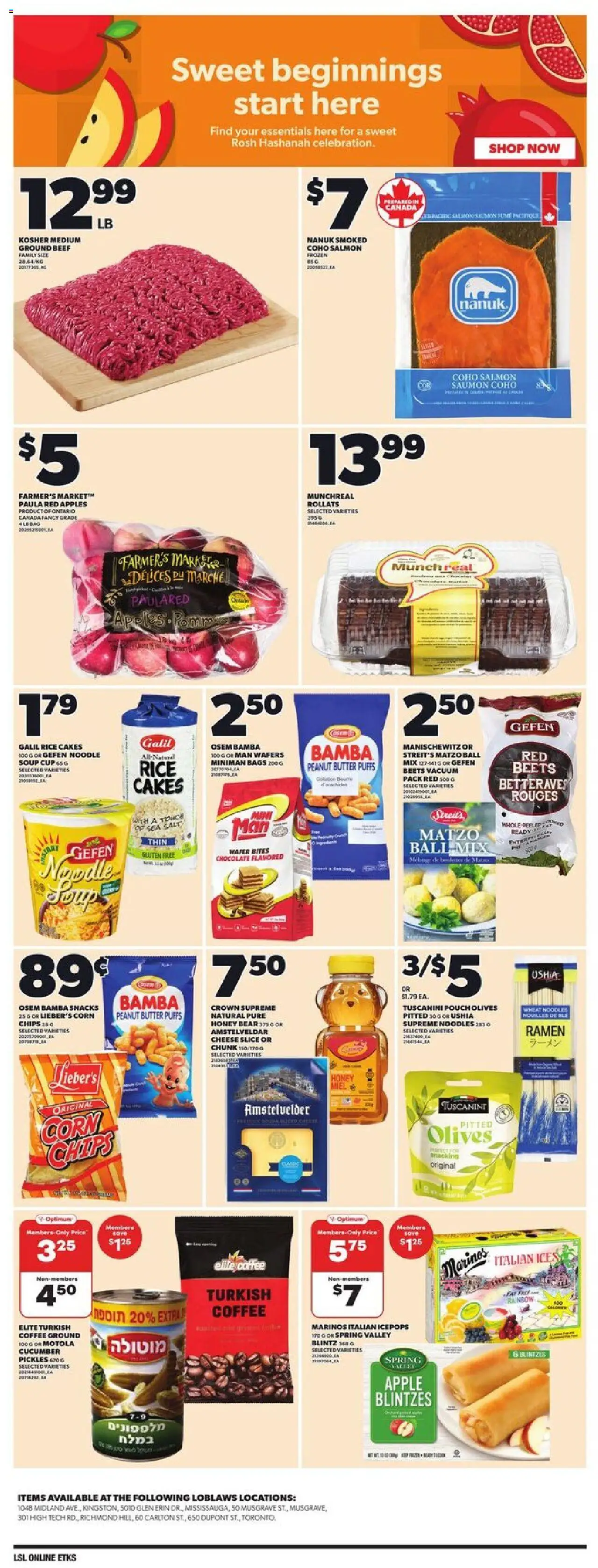 Loblaws flyer valid from 11.09.2025 | Page: 12 | Products: Rice, Beef, Cheese, Chocolate
