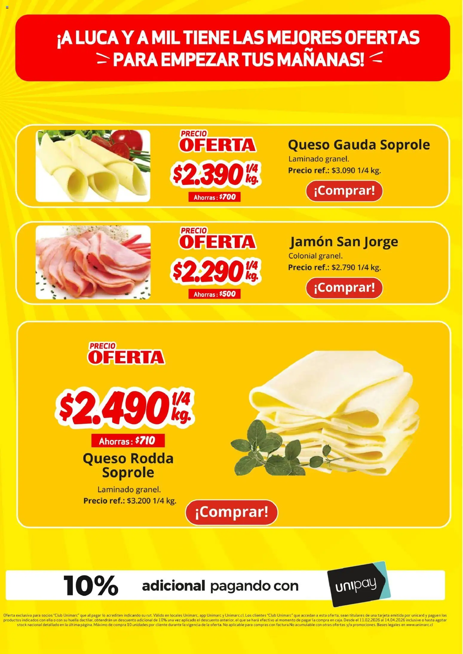 Unimarc Ofertas │ válido desde el 11.02.2026 | Página: 7 | Productos: Queso, Jamón