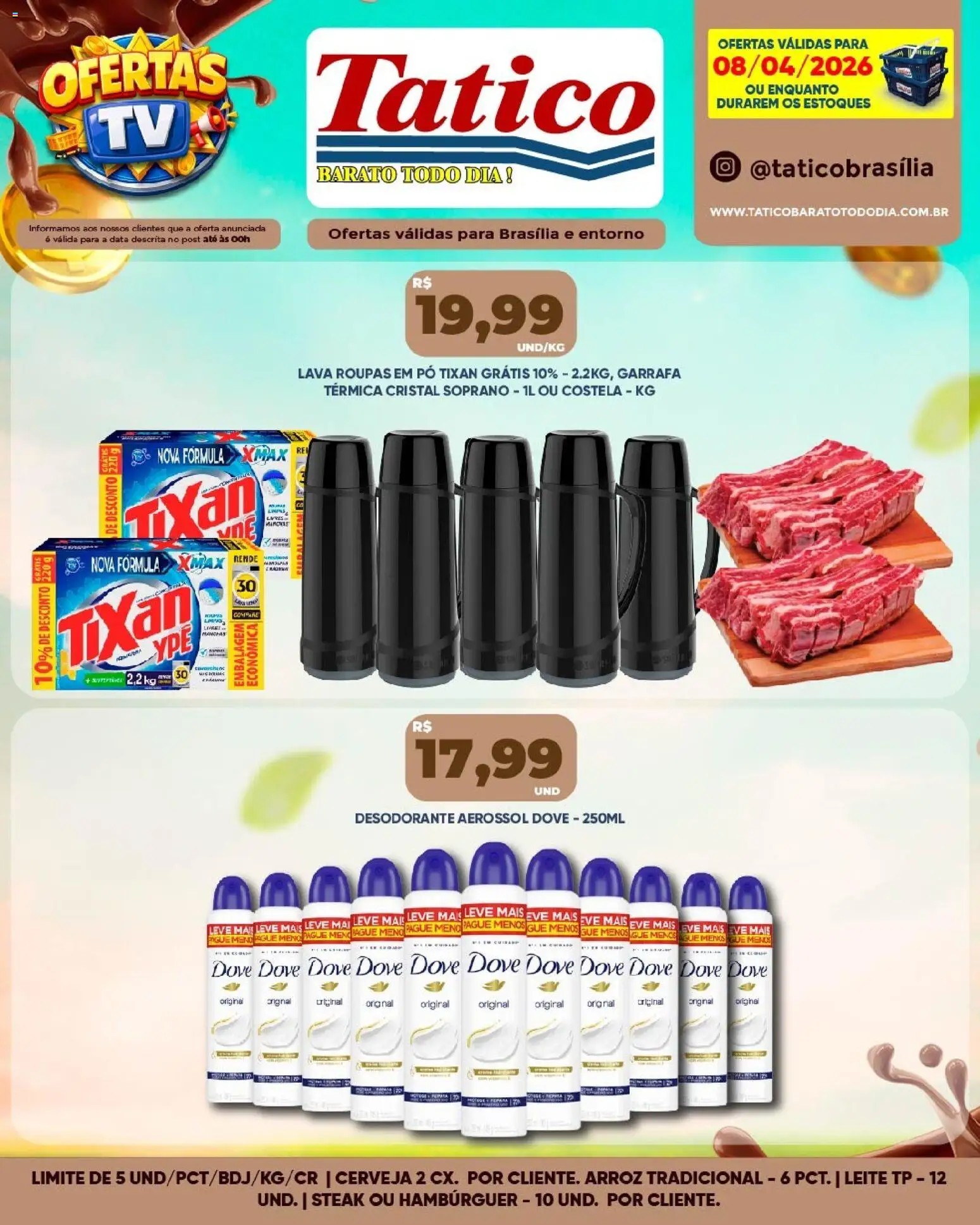 Tatico Folheto - válido de 08.04.2026 | Página: 13 | Produtos: Desodorante, Garrafa térmica, Arroz, Roupas