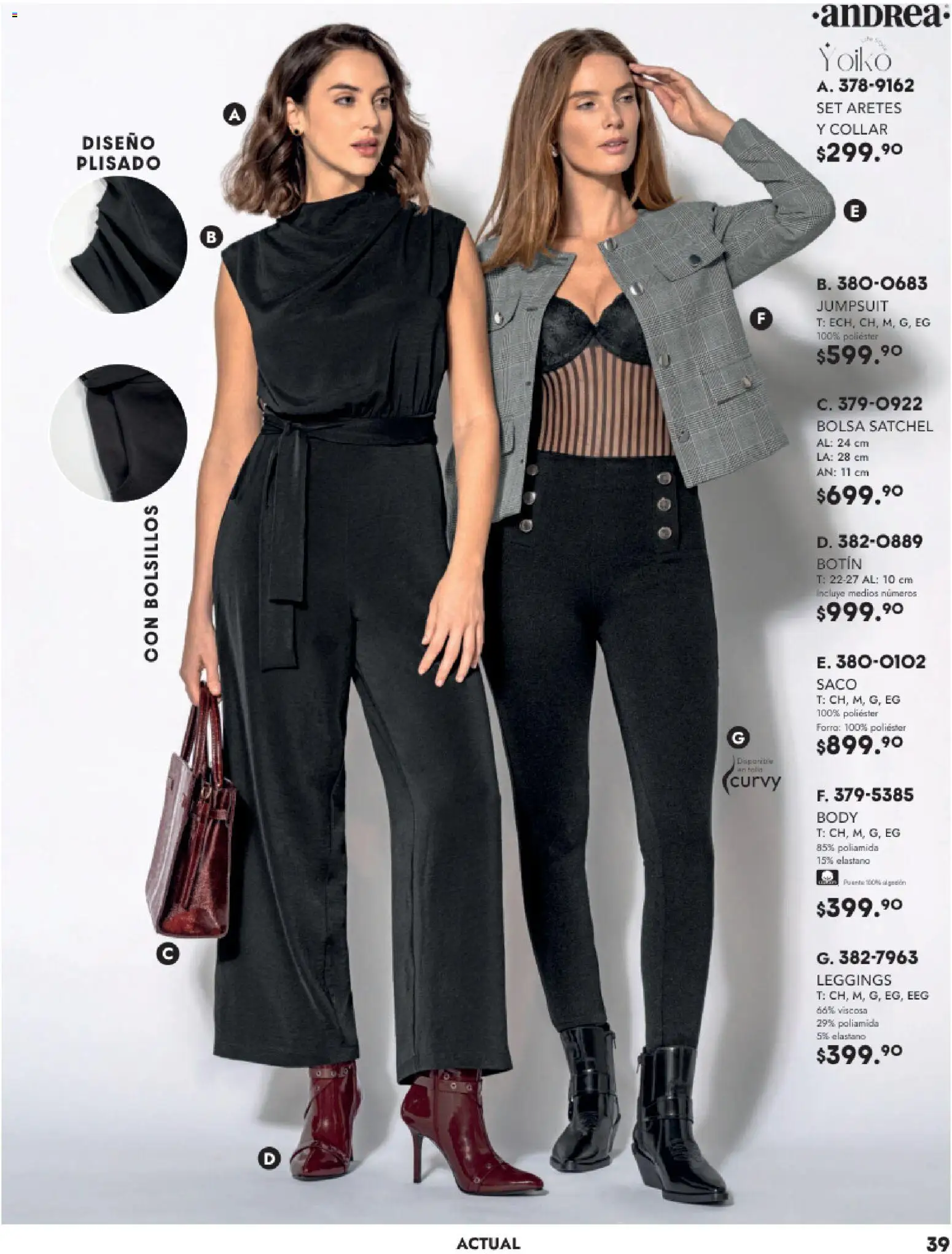 Nuevas ofertas de Andrea válidas en toda la República Mexicana desde el 26.11.2025. ¡Encuentra las mejores ofertas en Andrea catálogo Vestir! | Página: 39 | Productos: Leggings, Bolsa, Collar, Botín