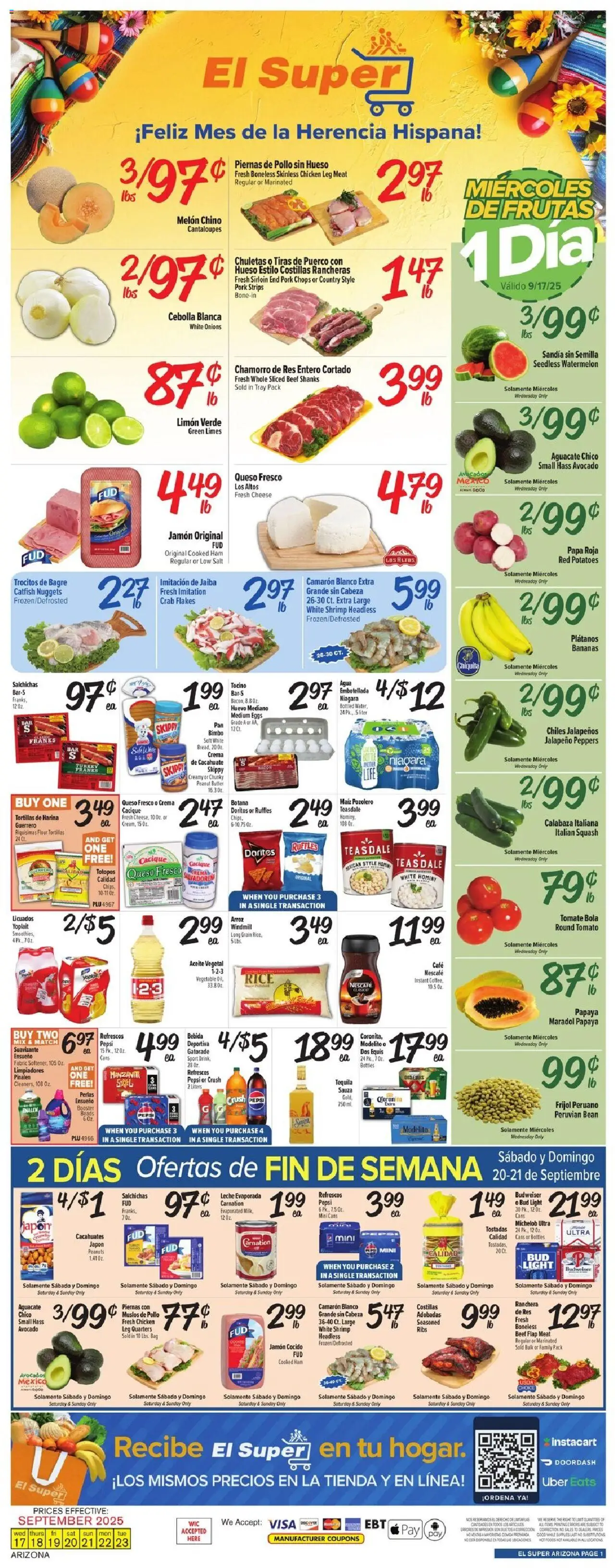 El Super Weekly Ad - AK - valid from 17.09.2025 | Page: 1 | Products: Squash, Rice, Beef, Salt