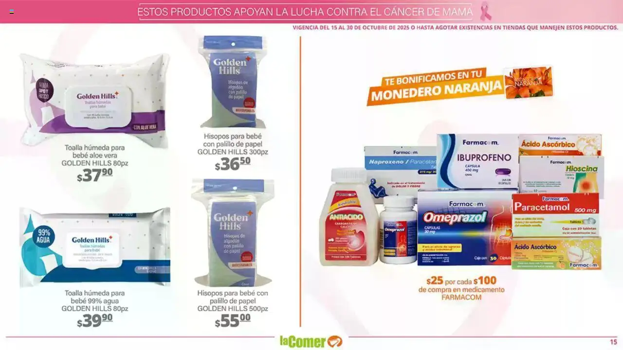 Nuevas ofertas de La Comer válidas en toda la República Mexicana desde el 15.10.2025. ¡Encuentra las mejores ofertas en La Comer - Folleto! | Página: 15 | Productos: Monedero, Algodón, Toallas, Tableta