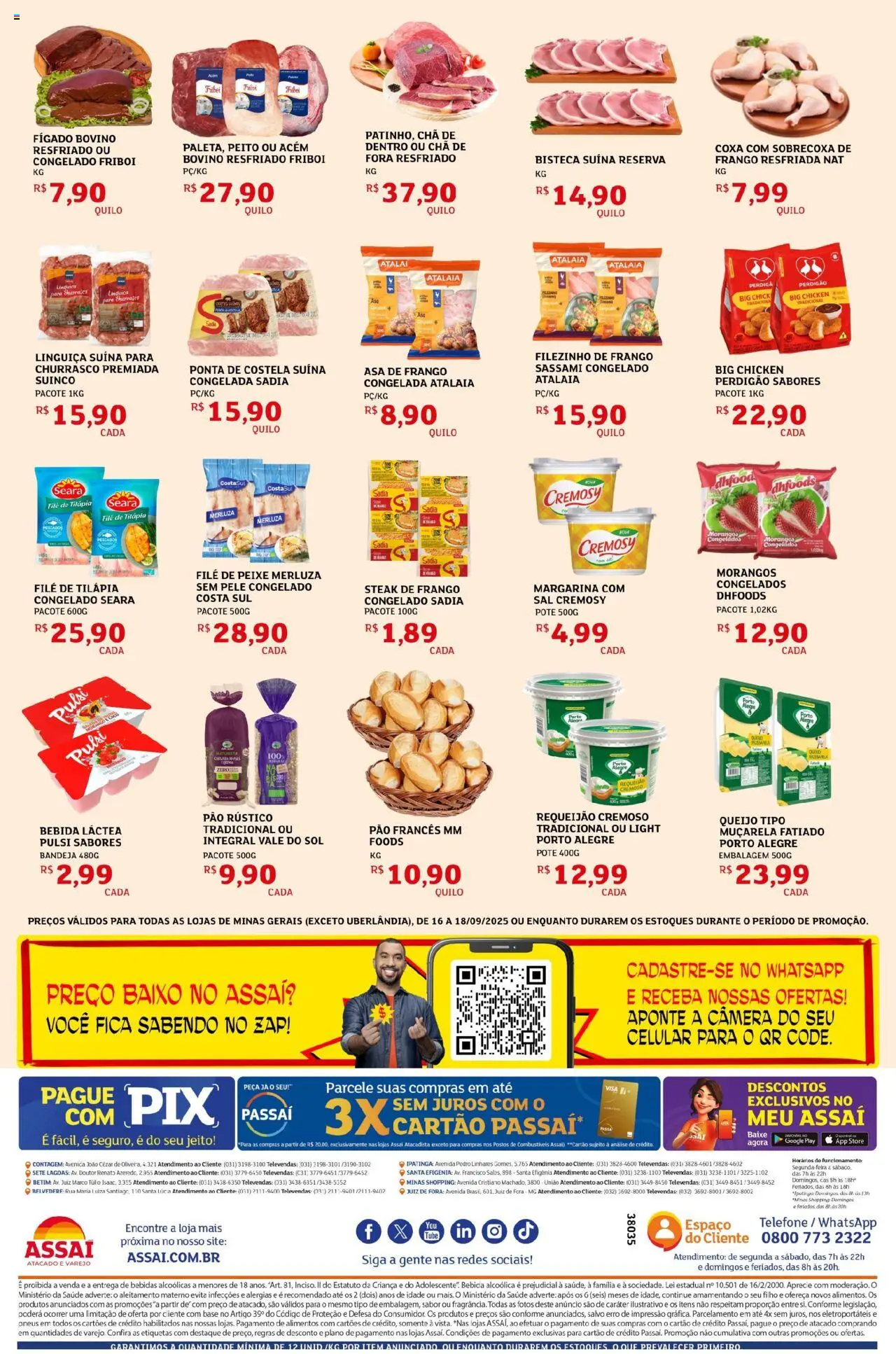 Assaí Atacadista Folheto - válido de 16.09.2025 | Página: 2 | Produtos: Tilápia, Bandeja, Requeijão, Filé de tilápia