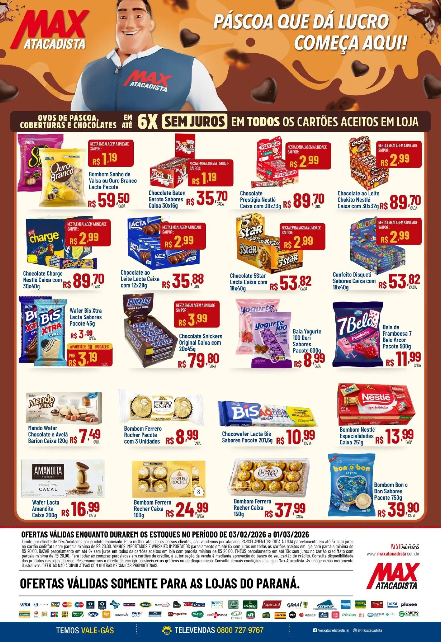 Max Atacadista Folheto - válido de 03.02.2026 | Página: 2 | Produtos: Amendoim, Leite, Ovos, Bombom