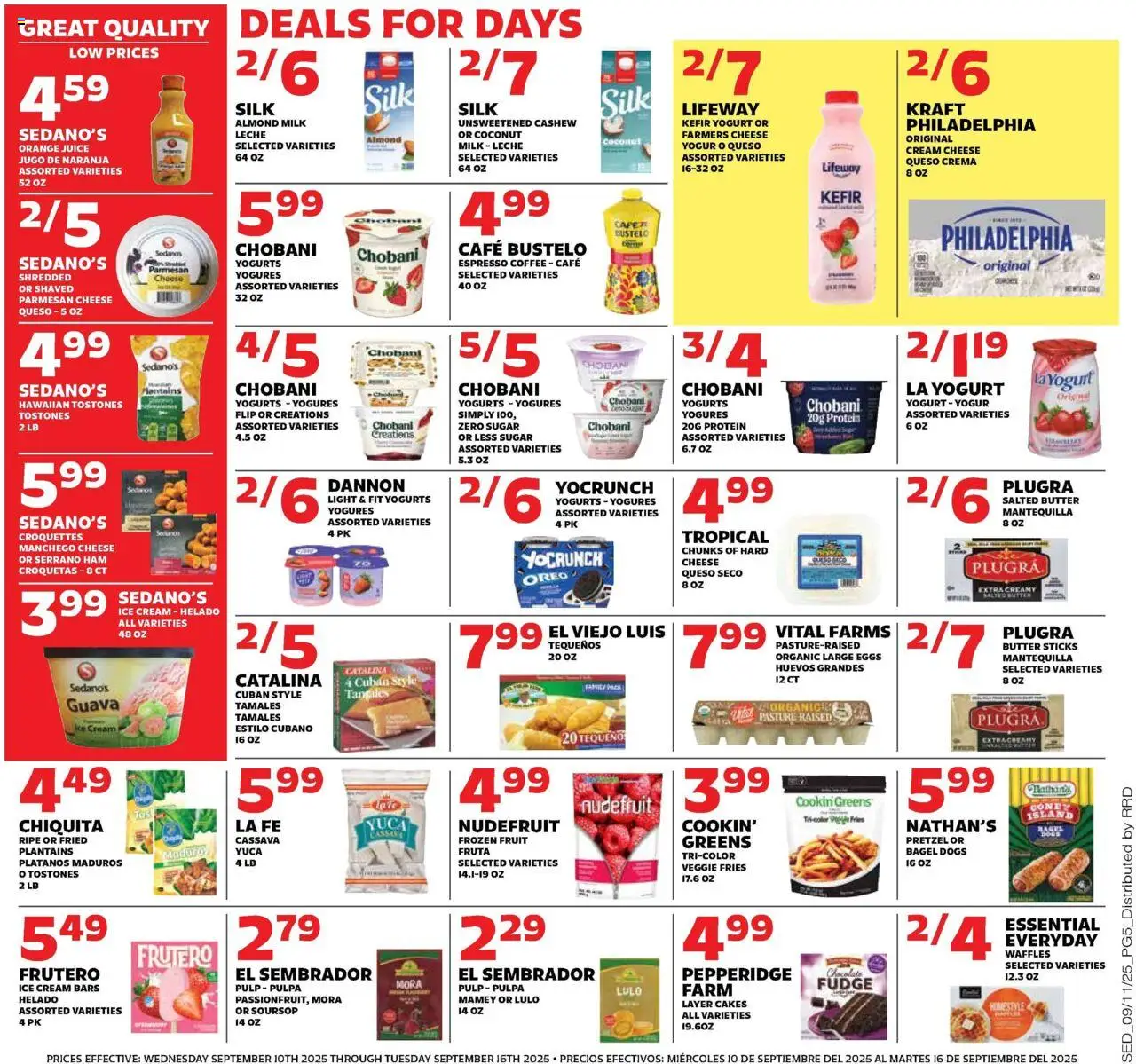 Sedano's Current Ad - FL - valid from 10.09.2025 | Page: 5 | Products: Milk, Juice, Cream, Greens