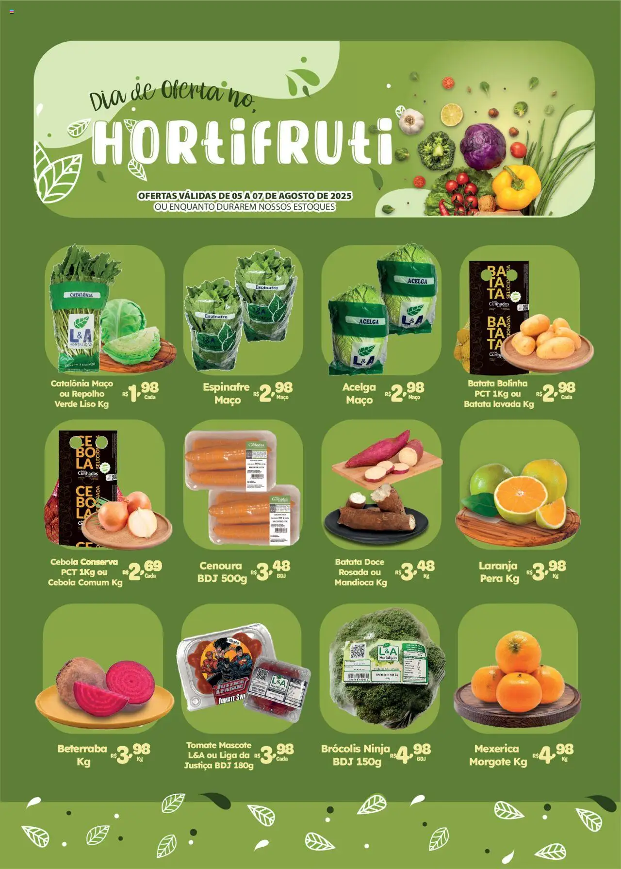 Comercial Esperança Folheto - válido de 05.08.2025 | Página: 1 | Produtos: Beterraba, Cenoura, Brócolis, Batata