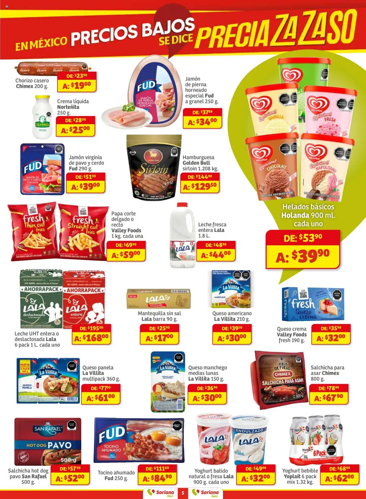 Nuevas ofertas de Soriana válidas en toda la República Mexicana desde el 01.08.2025. ¡Encuentra las mejores ofertas en Soriana - Preciazazaso Súper Frontera Chi, Coah, Tamaulipas! | Página: 5 | Productos: Fresa, Papa, Crema, Cerdo