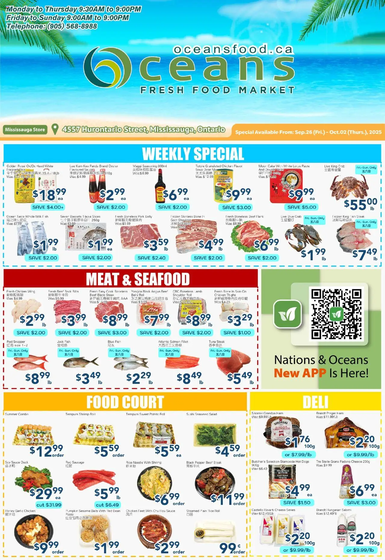 Oceans flyer valid from 26.09.2025 | Page: 1 | Products: Rice, Milk, Salami, Pumpkin