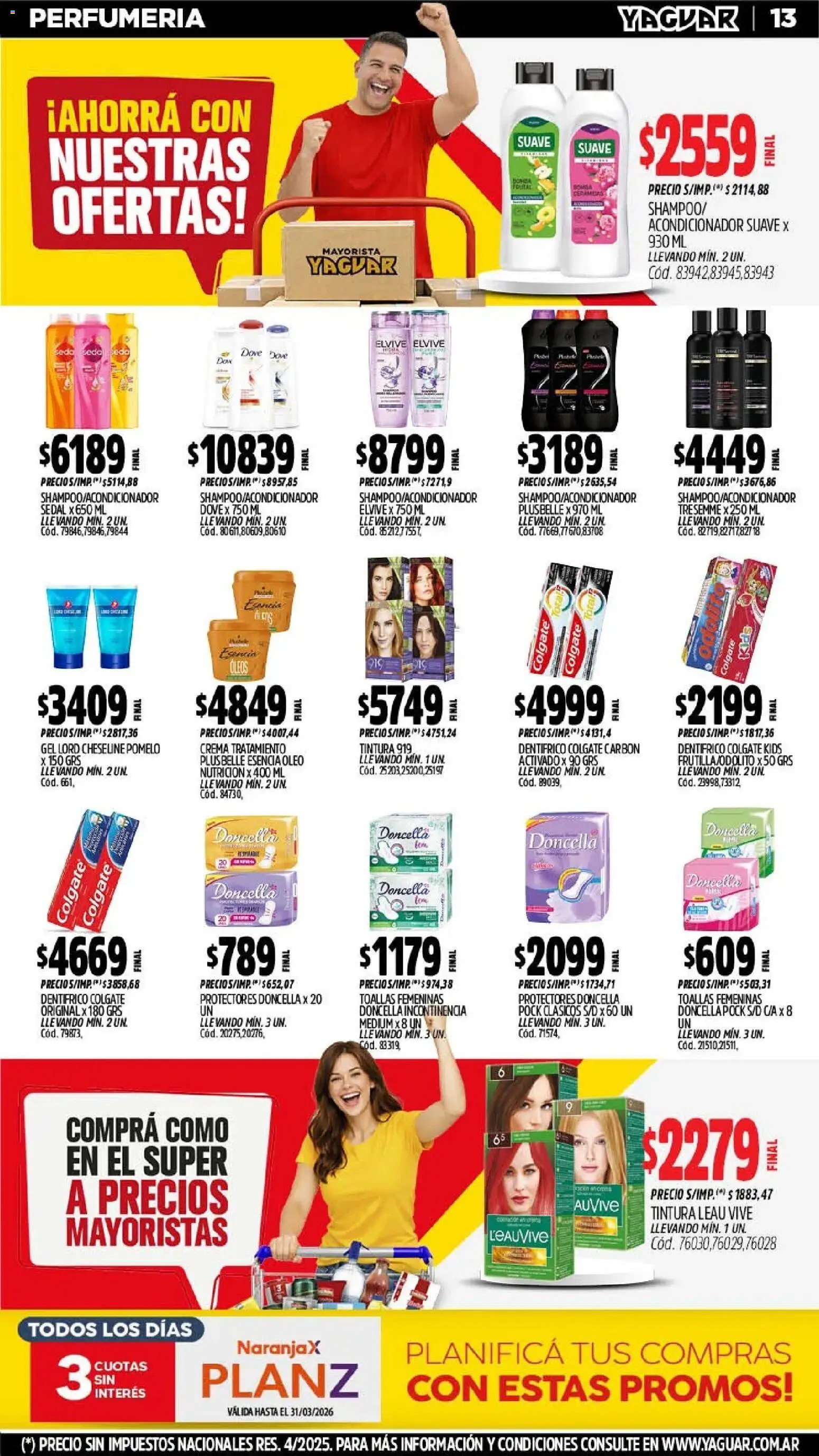 Yaguar - Oferta Semanal Trelew │ válido desde el 02.03.2026 | Página: 13 | Productos: Toallas, Shampoo, Acondicionador, Pomelo