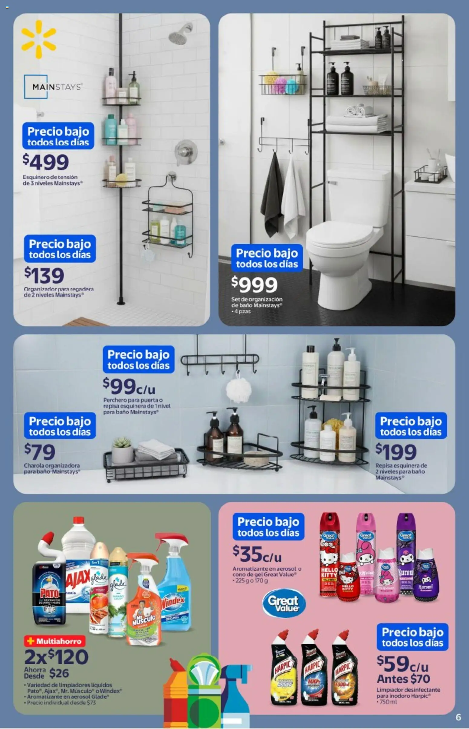 Nuevas ofertas de Walmart válidas en toda la República Mexicana desde el 26.12.2025. ¡Encuentra las mejores ofertas en Walmart catálogo La paz de un hogar limpio y ordenado ! | Página: 6 | Productos: Limpiador, Organizador, Regadera, Perchero