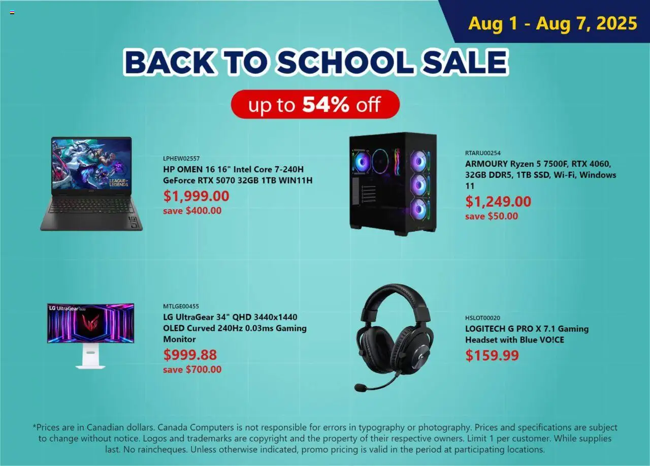 Canada Computers flyer valid from 01.08.2025 | Page: 1 | Products: Monitor