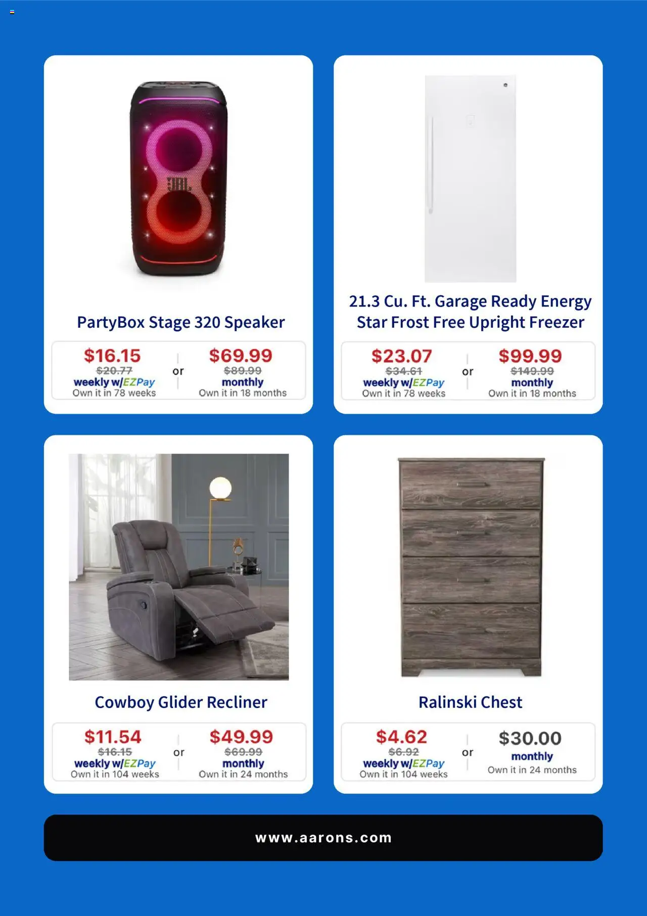 Aaron's Monthly Ad - valid from 01.08.2025 | Page: 5 | Products: Recliner, Speaker, Freezer