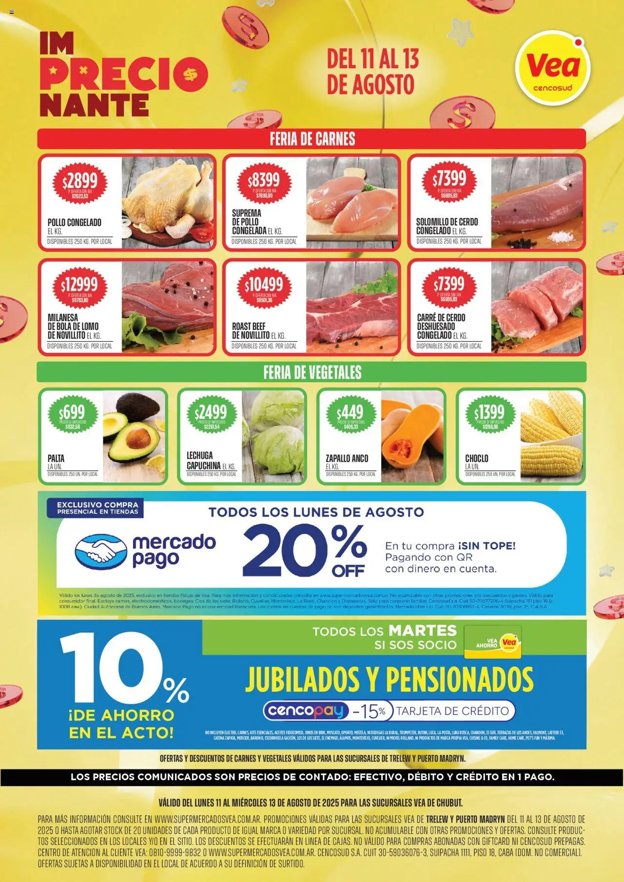 Vea ofertas - Chubut │ válido desde el 11.08.2025 | Página: 1 | Productos: Choclo, Zapallo, Milanesa, Palta