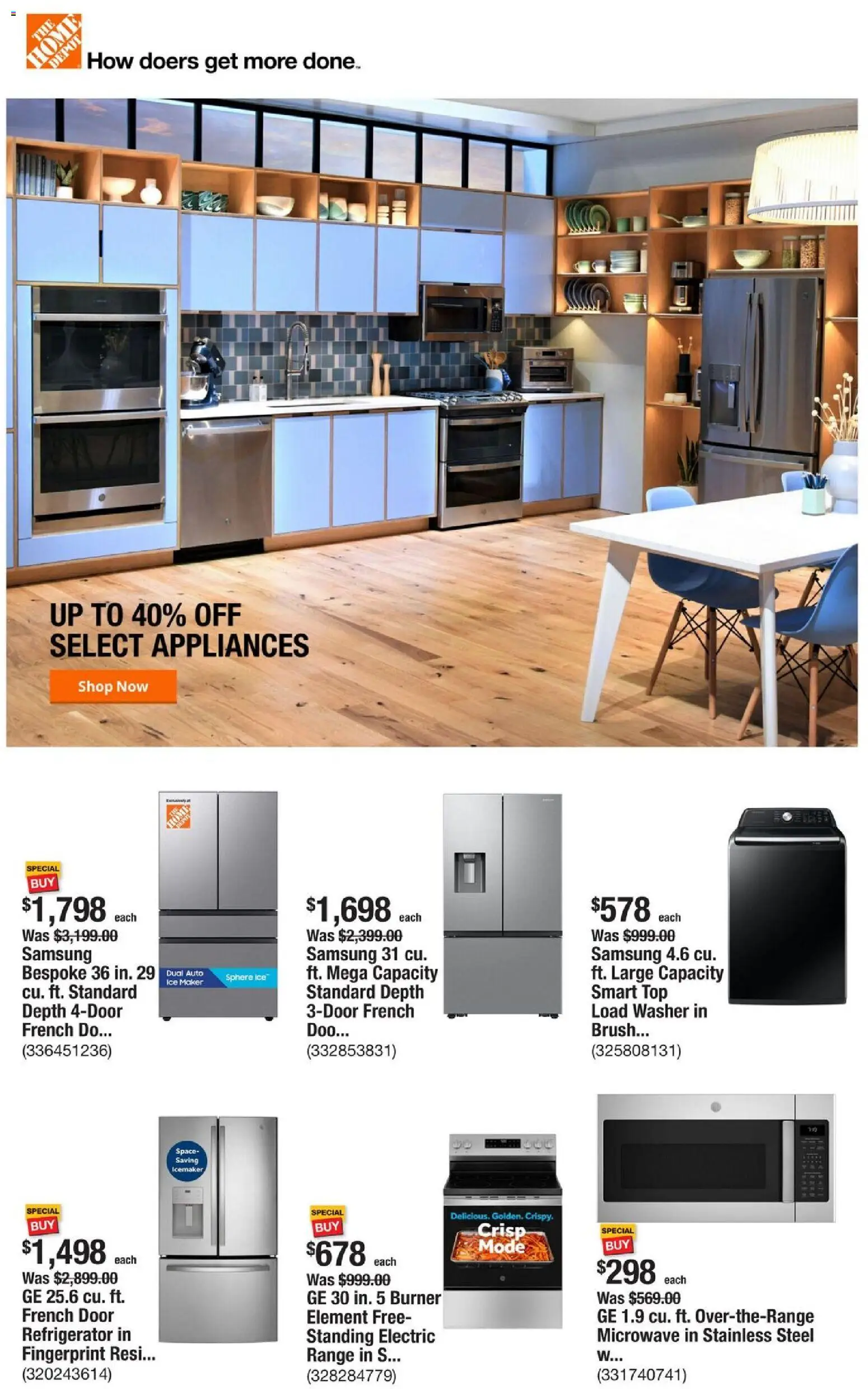 Home Depot Weekly Ad - IL - valid from 11.12.2025 | Page: 1 | Products: Microwave, Washer, Ice Maker, Refrigerator