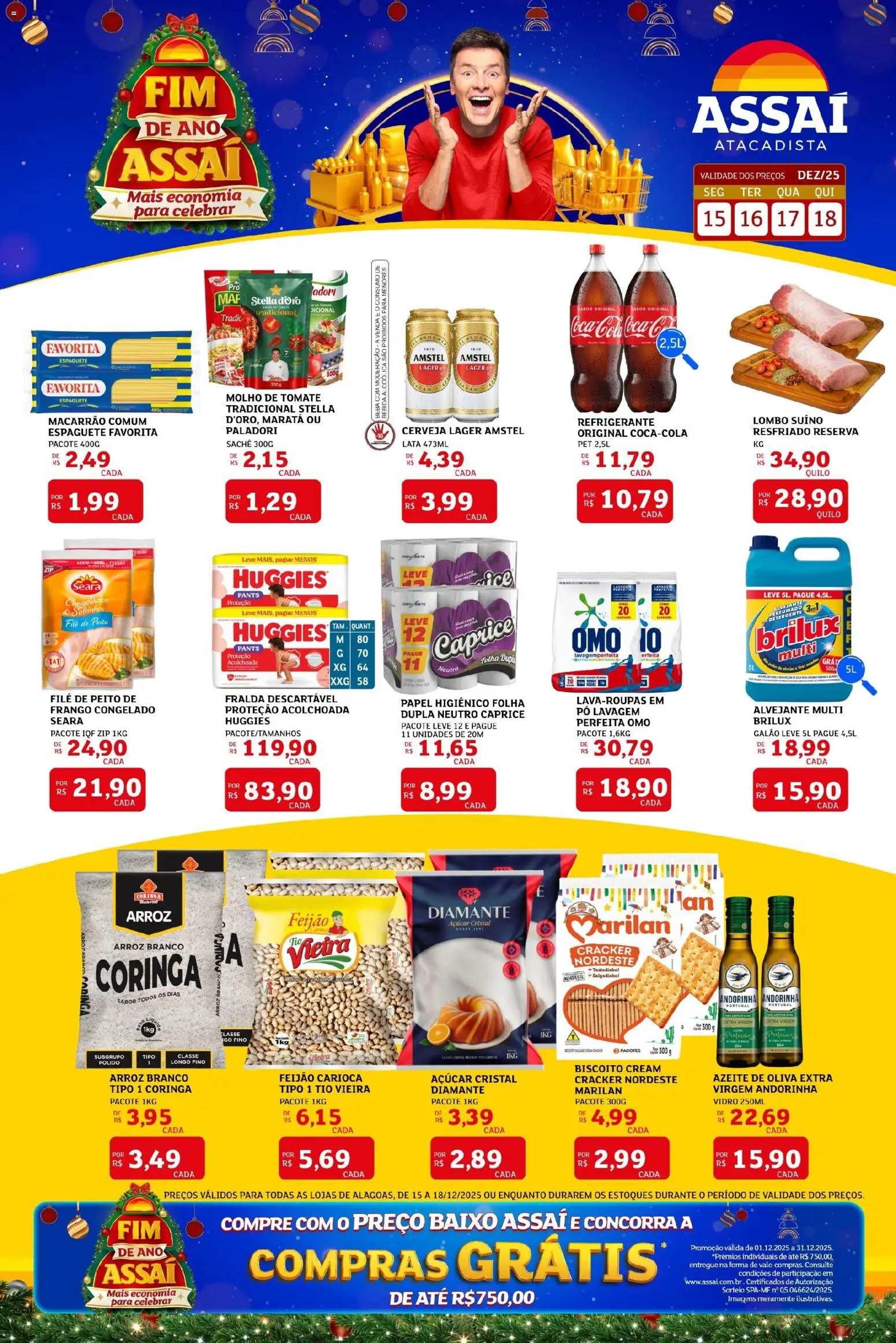 Assaí Atacadista Folheto - válido de 15.12.2025 | Página: 1 | Produtos: Biscoito, Lombo, Açúcar, Frango