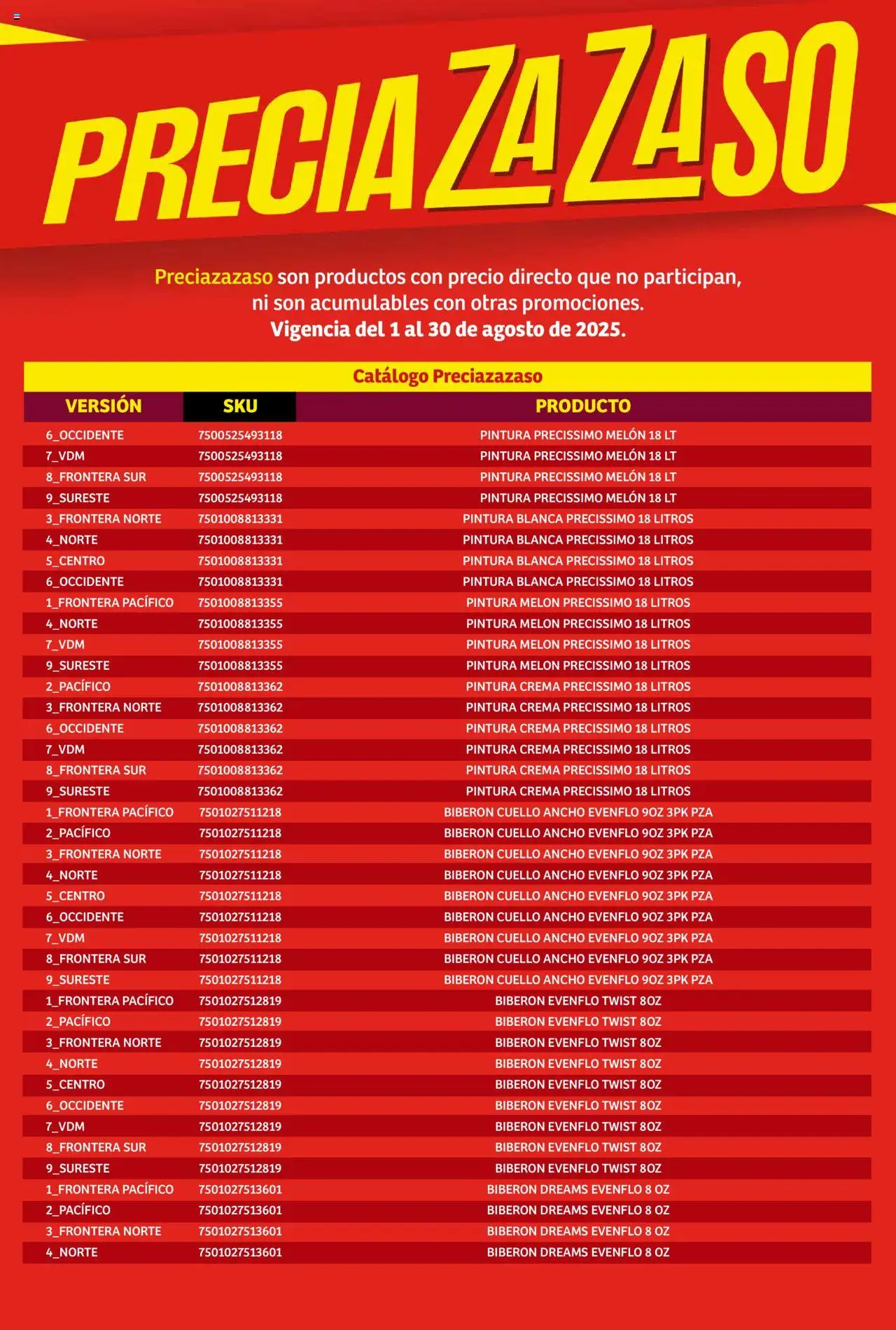 Nuevas ofertas de Soriana válidas en toda la República Mexicana desde el 01.08.2025. ¡Encuentra las mejores ofertas en Soriana - Catálogo Preciazazaso Mercado Nacional! | Página: 206 | Productos: Melón, Crema, Biberón, Pintura