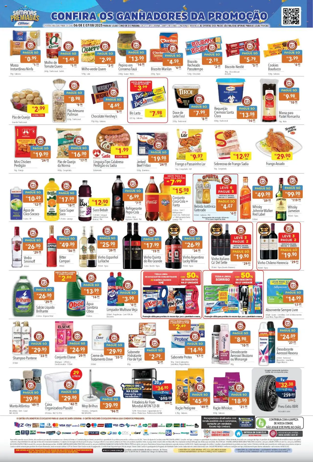 Supermercados Condor Folheto - válido de 06.08.2025 | Página: 2 | Produtos: Pneu, Desodorante, Campari, Absorvente