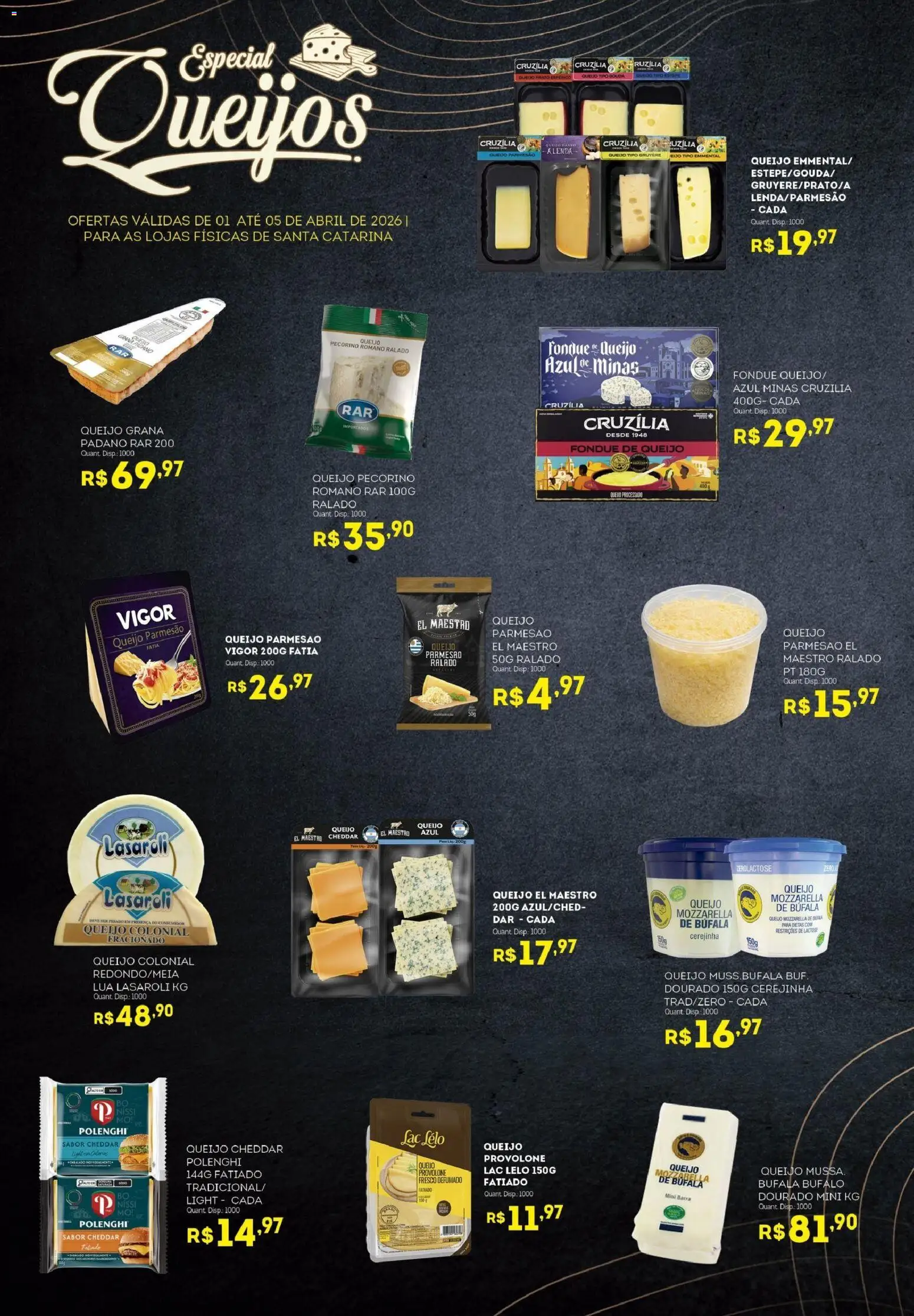 Bistek Supermercados Folheto - válido de 01.04.2026 | Página: 2 | Produtos: Queijo, Provolone, Gouda, Queijo parmesão