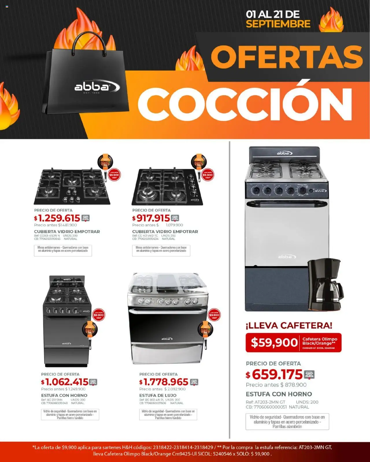 Olímpica revista - valida desde el 06.09.2025 | Página: 3 | Productos: Estufa, Horno, Cafetera, Mesa