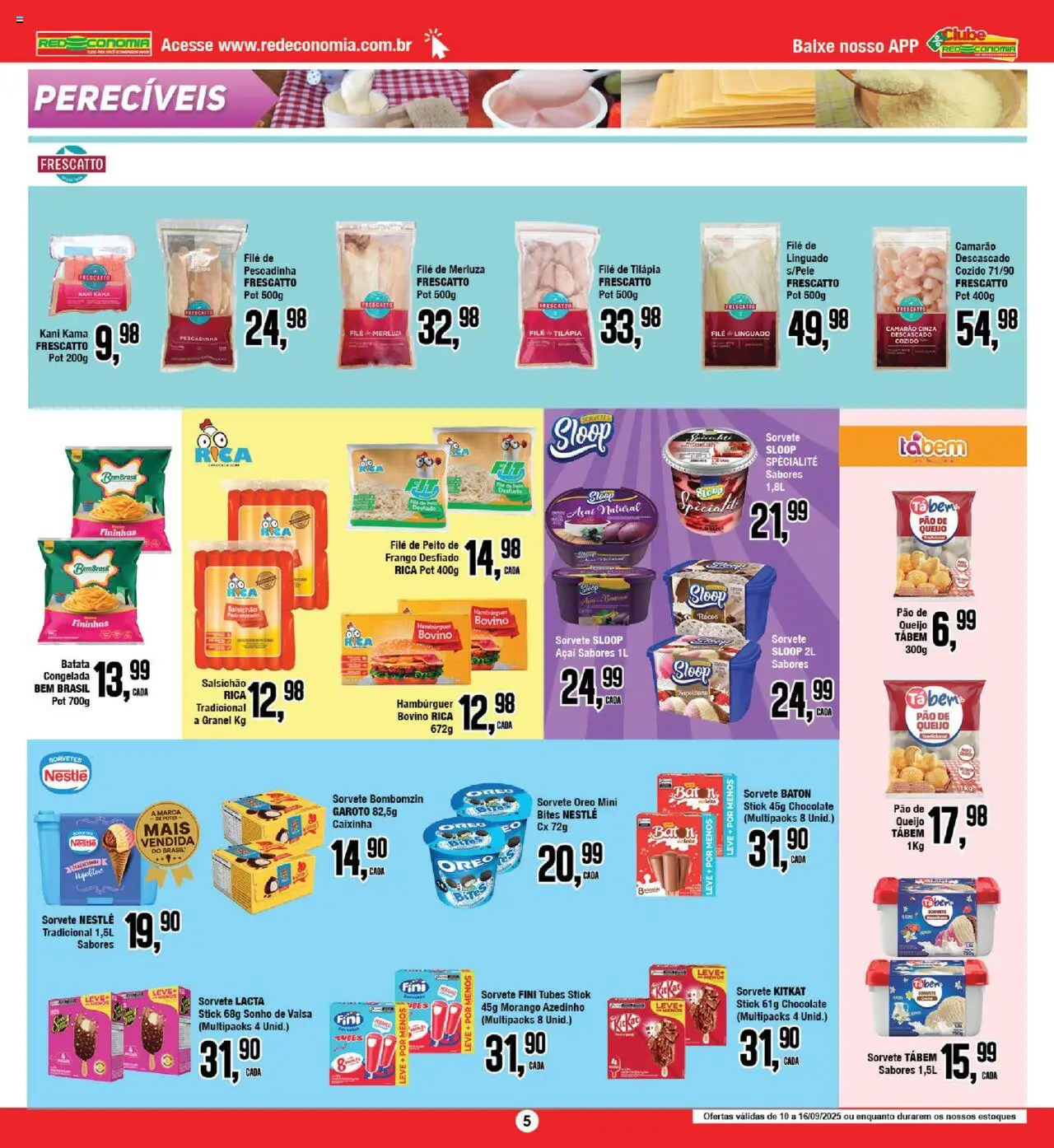 RedEconomia Folheto - válido de 10.09.2025 | Página: 5 | Produtos: Queijo, Pão, Sorvete, Batata