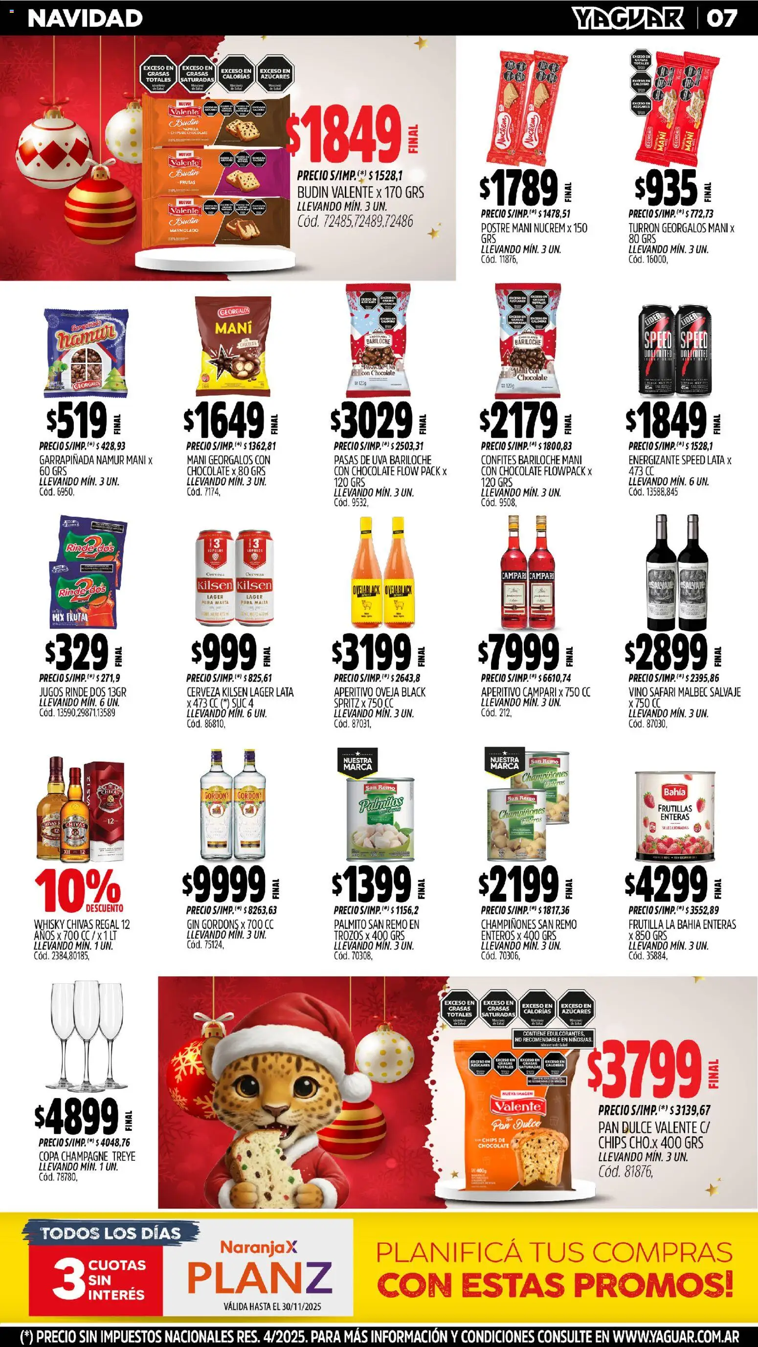 Yaguar - Mendoza │ válido desde el 10.11.2025 | Página: 7 | Productos: Mani, Palmitos, Uva, Cerveza