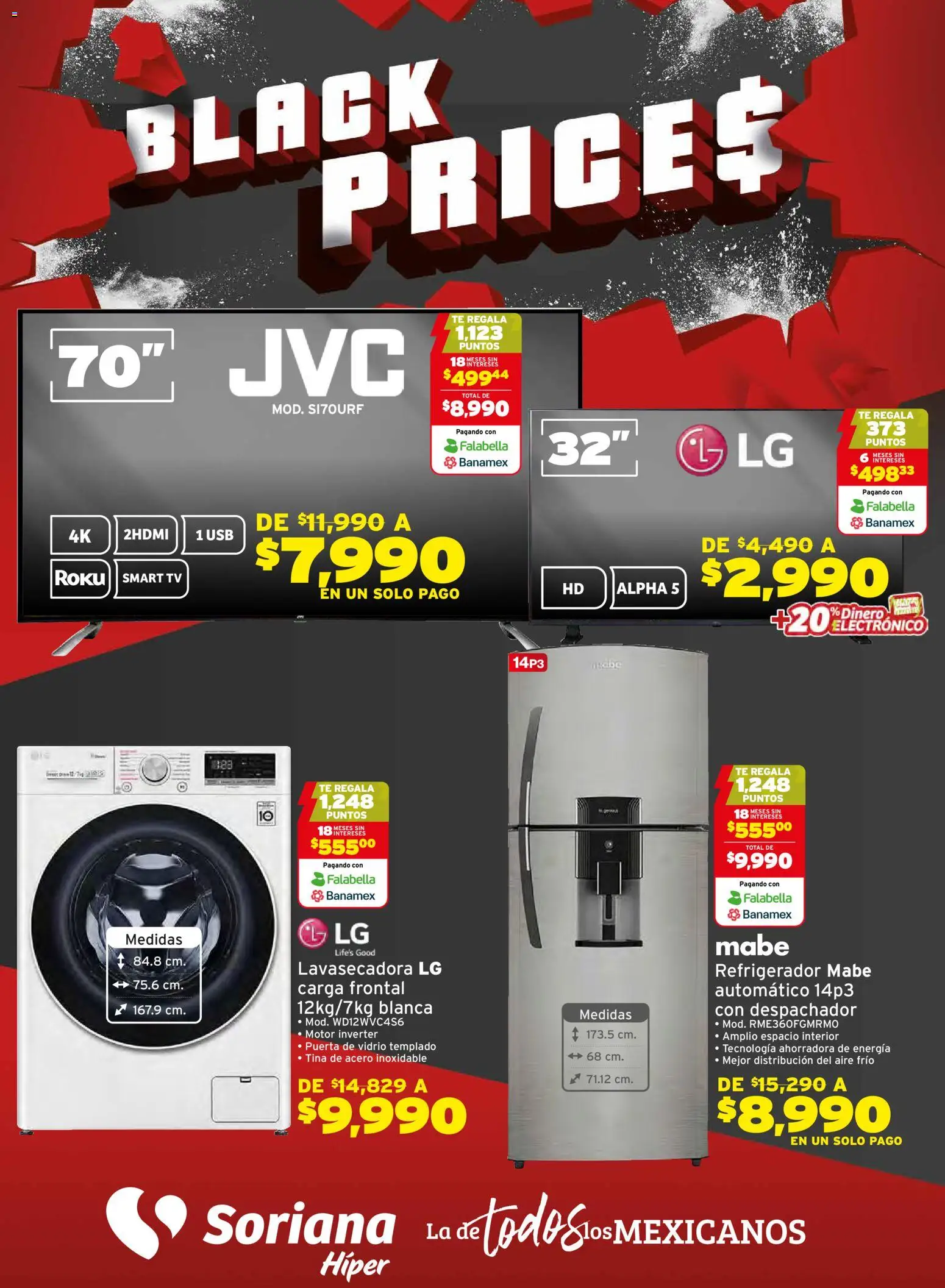 Nuevas ofertas de Soriana válidas en toda la República Mexicana desde el 21.11.2025. ¡Encuentra las mejores ofertas en Soriana - Black Prices Híper Nacional! | Página: 1 | Productos: Usb, Refrigerador, Té