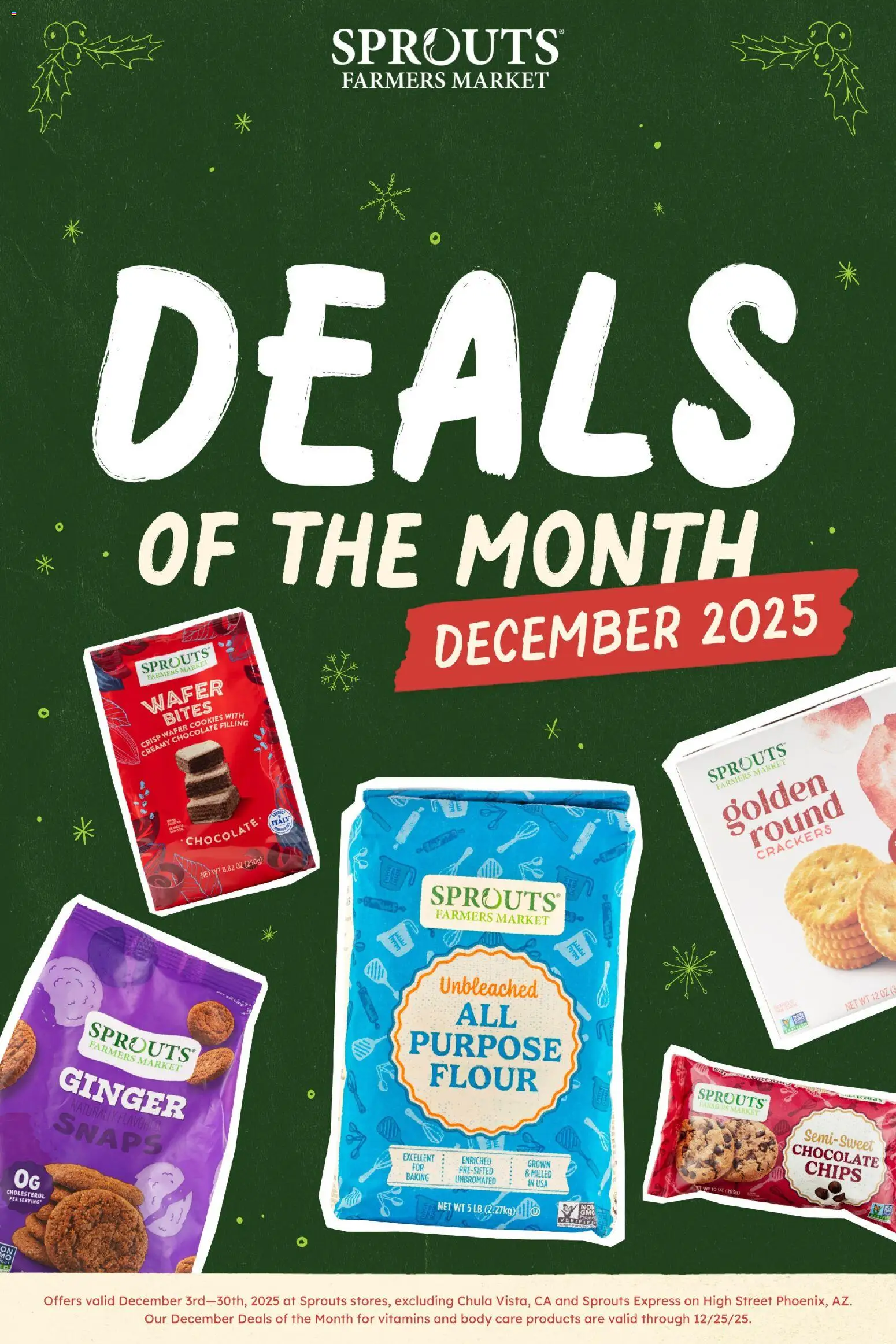 Sprouts Monthly Ad - valid from 03.12.2025 | Page: 1 | Products: Ginger, Chocolate, Chips, Cookies