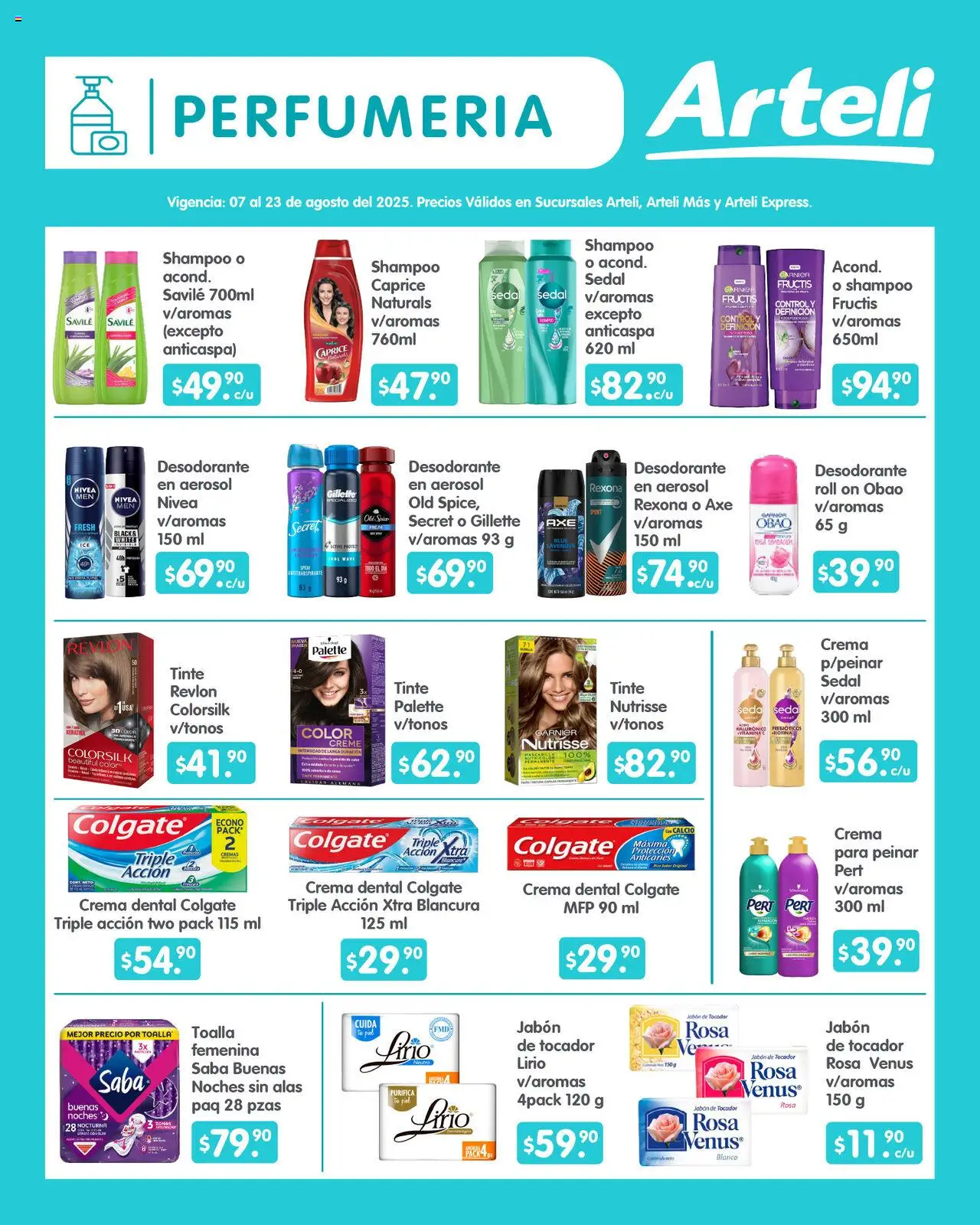 Nuevas ofertas de Arteli válidas en toda la República Mexicana desde el 07.08.2025. ¡Encuentra las mejores ofertas en Arteli - Folleto Quincenal ! | Página: 12 | Productos: Desodorante, Antitranspirante, Crema, Toalla