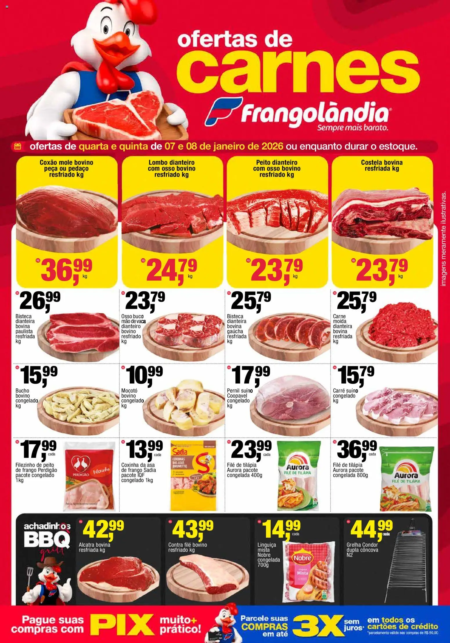 Frangolândia Folheto - válido de 07.01.2026 | Página: 1 | Produtos: Contra filé, Pernil, Carne, Frango
