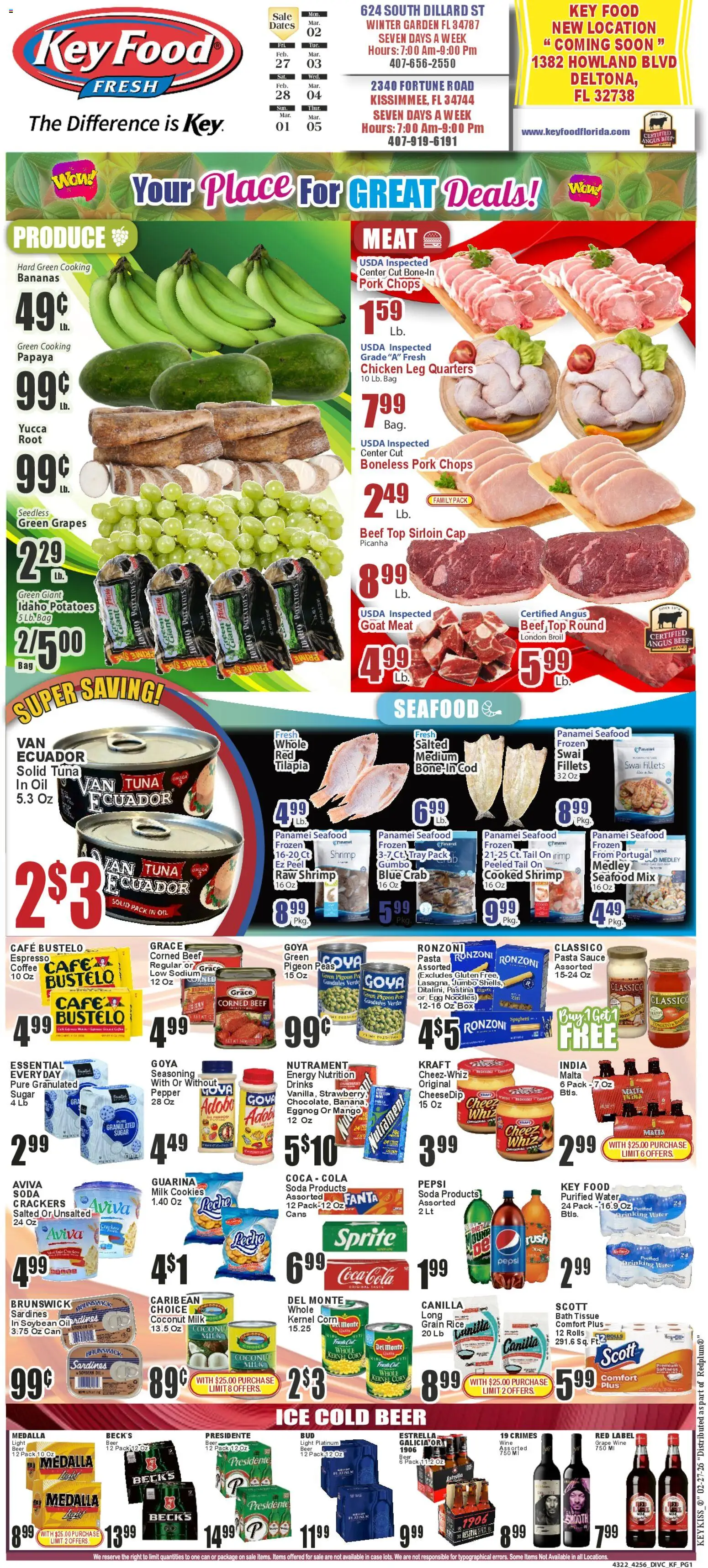 Key Food Weekly Ad - valid from 27.02.2026 | Page: 1 | Products: Corn, Beef, Potatoes, Cap