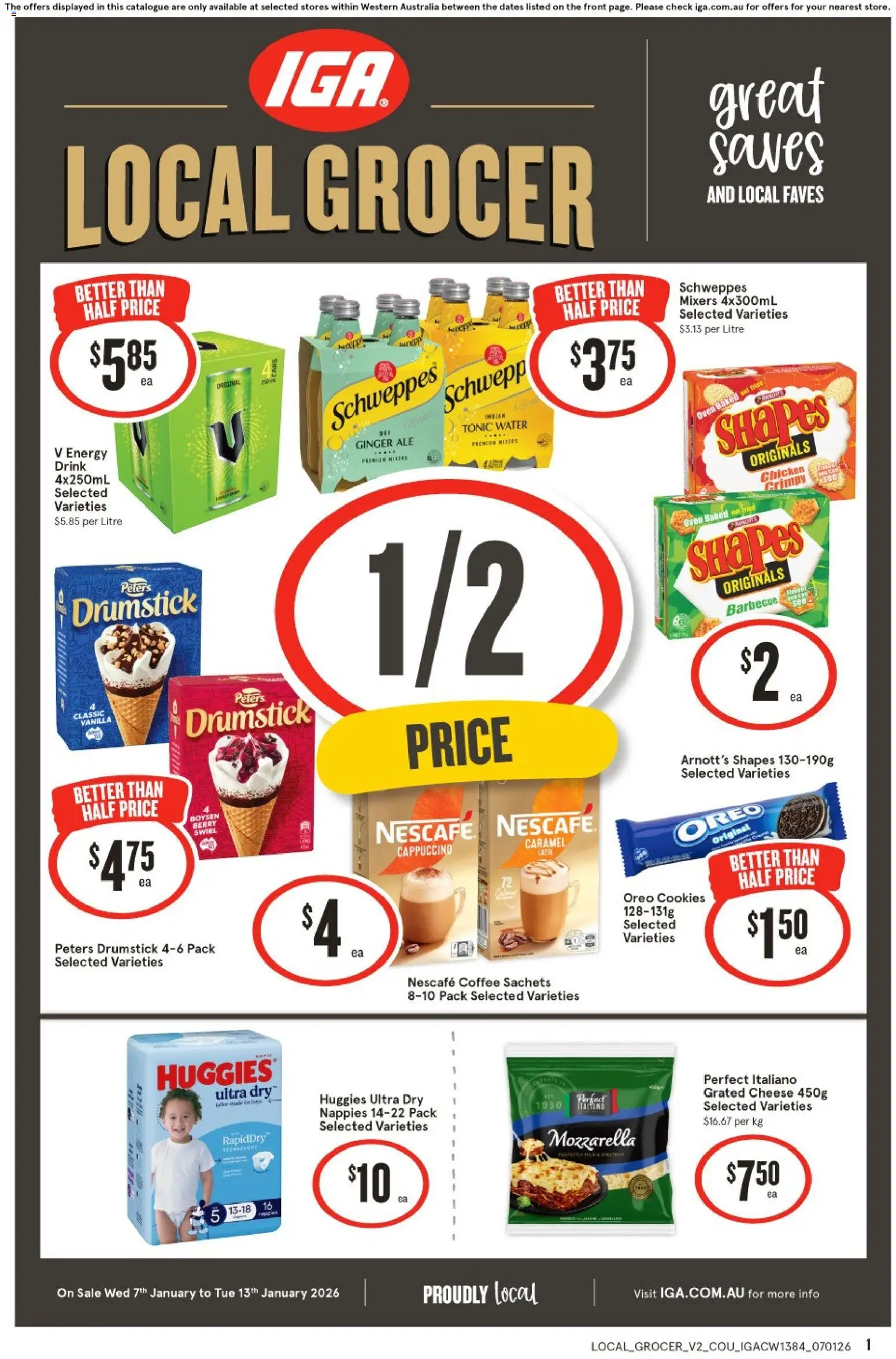 IGA catalogue - valid from 07.01.2026 | Page: 1 | Products: Ginger, Nappies, Water, Mixer
