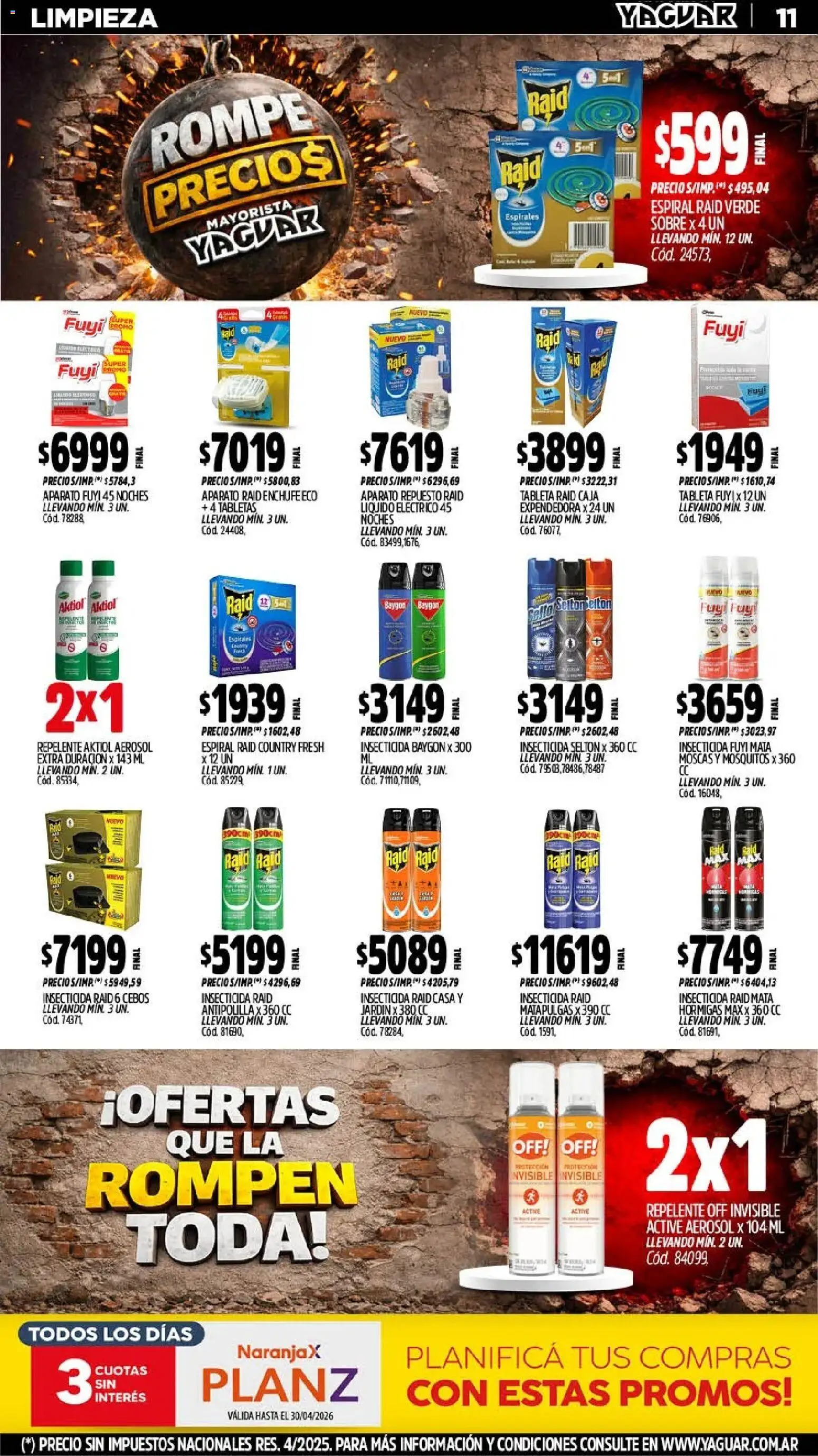 Yaguar - Oferta Semanal Chaco │ válido desde el 06.04.2026 | Página: 11 | Productos: Repelente, Insecticida, Sobre, Enchufe