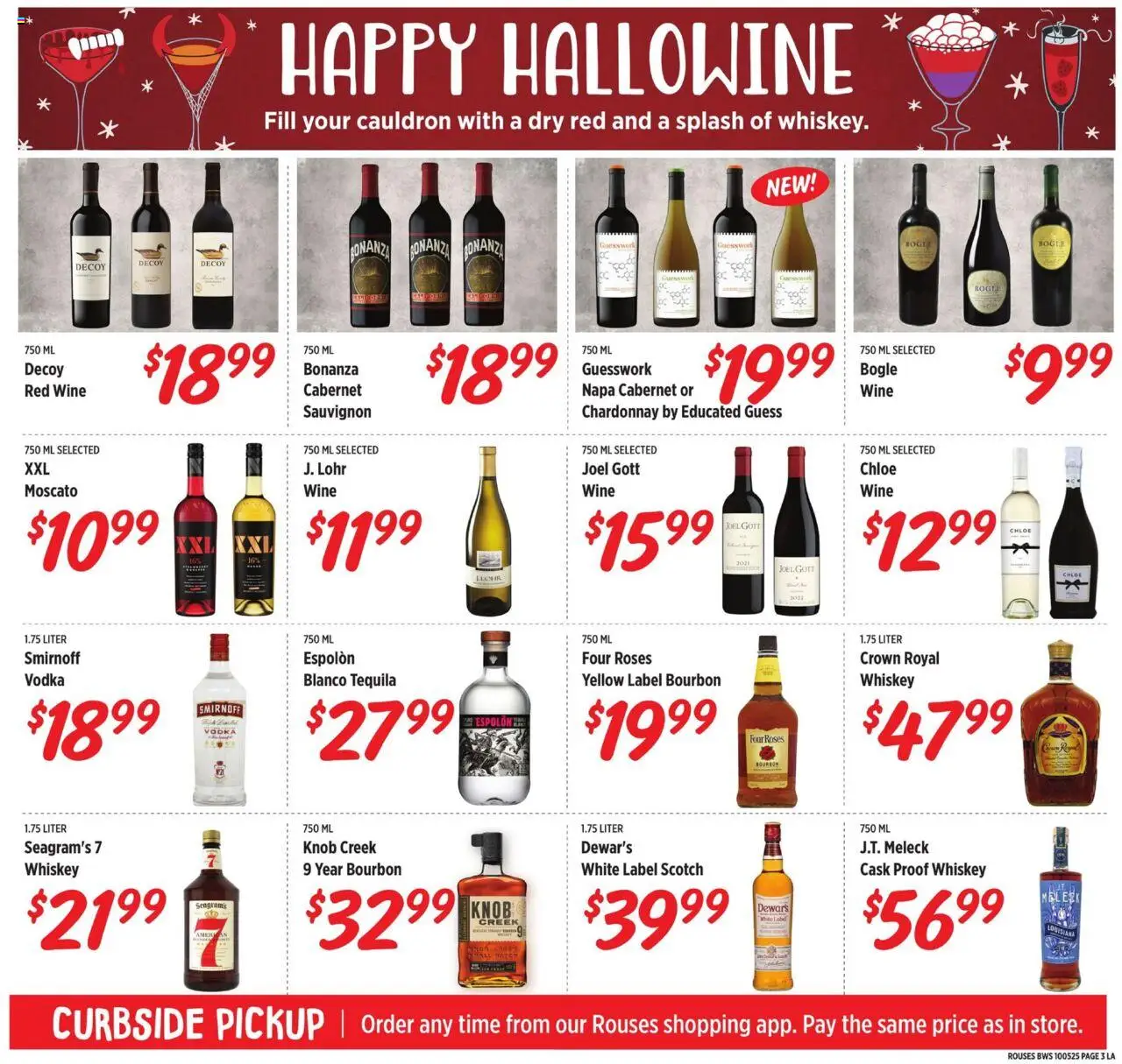 Rouses Alcohol Specials - valid from 01.10.2025 | Page: 3 | Products: Wine, Bourbon, Vodka, Whiskey