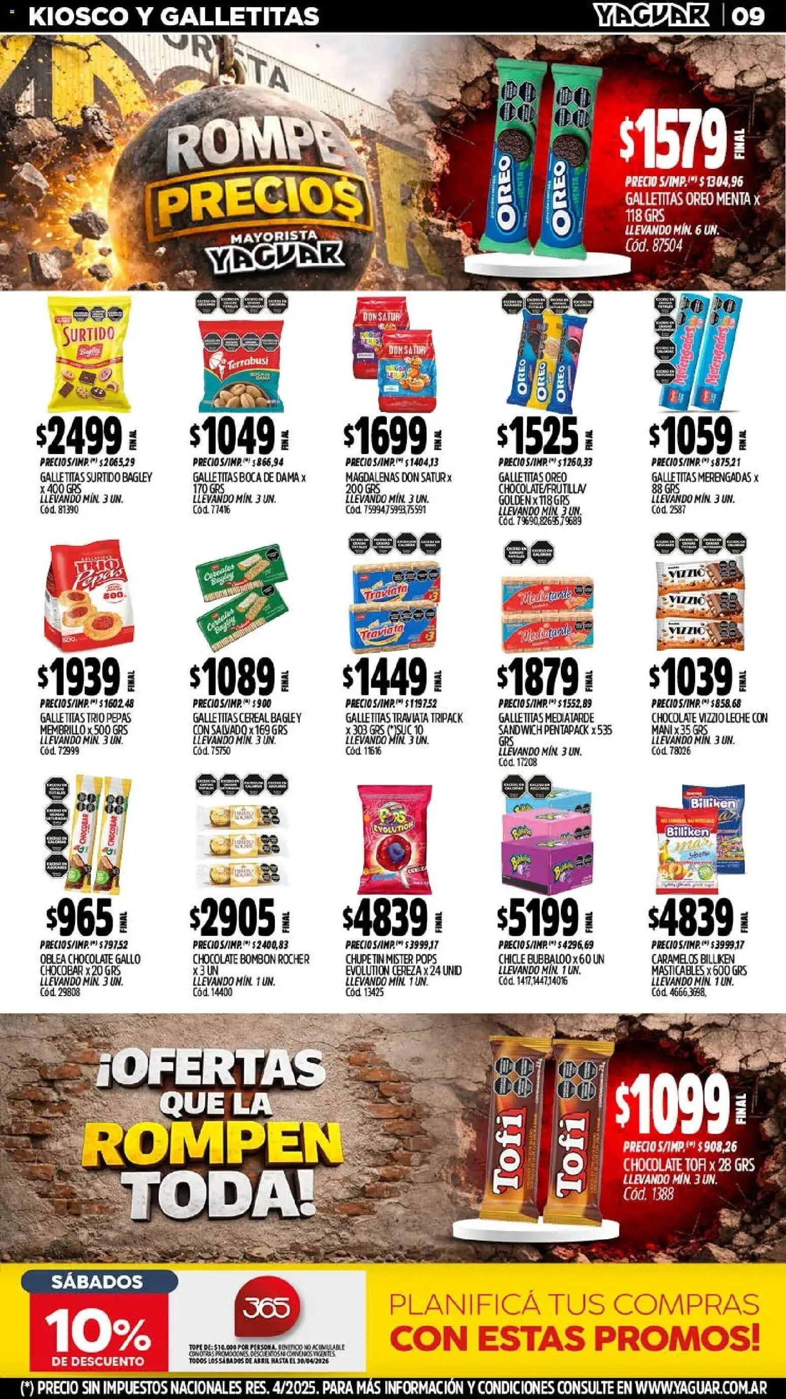 Yaguar - Oferta Semanal Trelew │ válido desde el 20.04.2026 | Página: 10 | Productos: Galletitas, Leche, Chocolate, Cereales