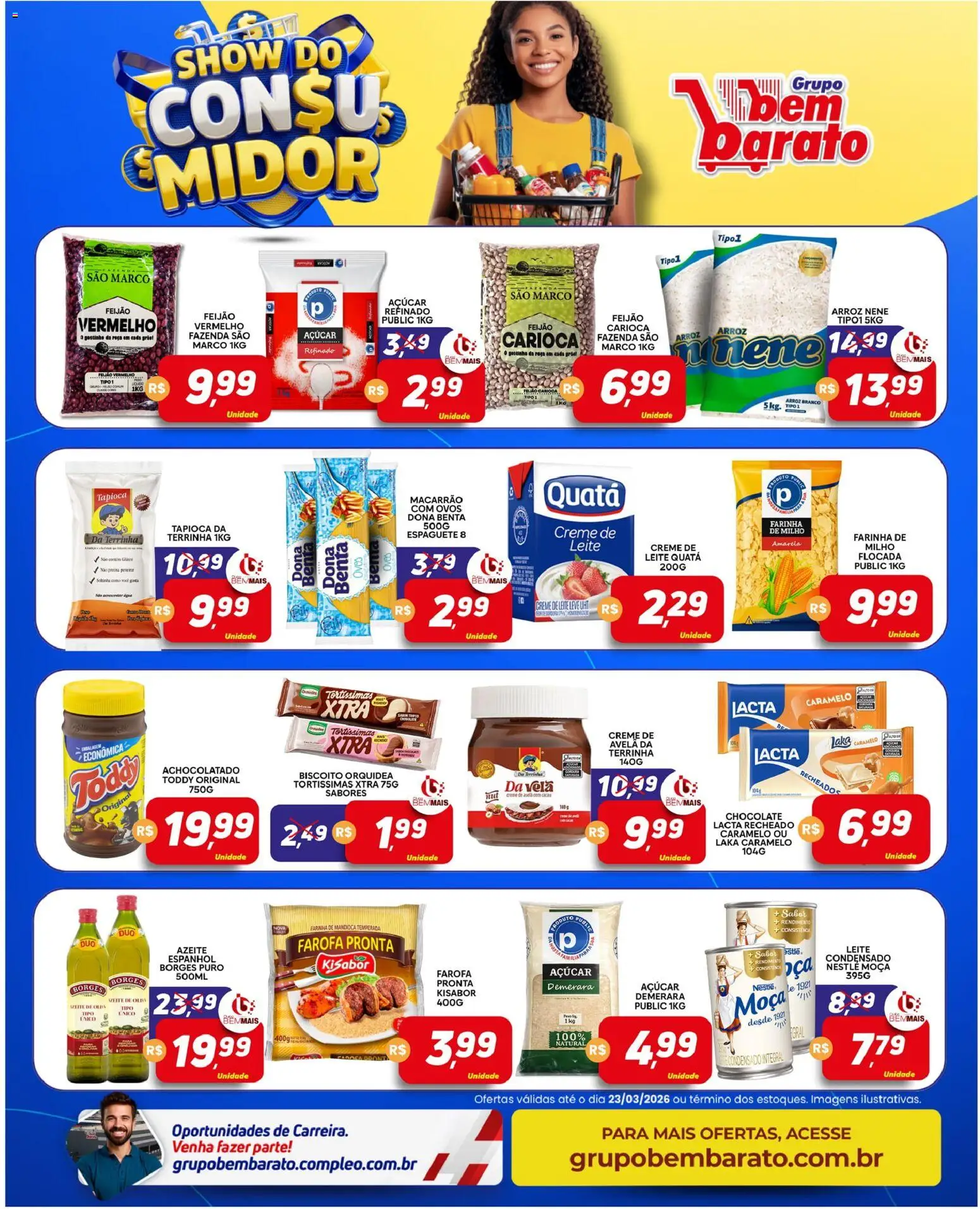 Supermercado Bem Barato Folheto - válido de 17.03.2026 | Página: 3 | Produtos: Biscoito, Chocolate, Macarrão, Creme de leite