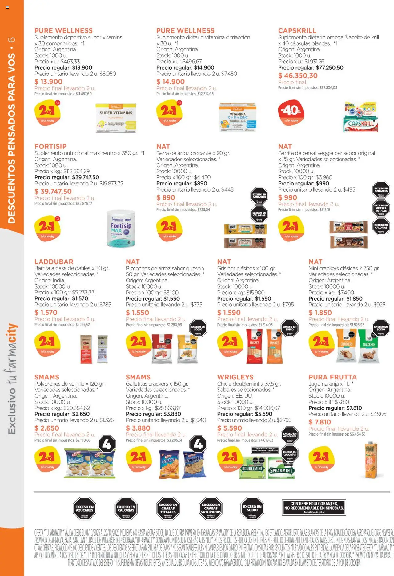 Farmacity catálogo │ válido desde el 01.10.2025 | Página: 6 | Productos: Galletitas, Chicle, Arroz, Bizcochos