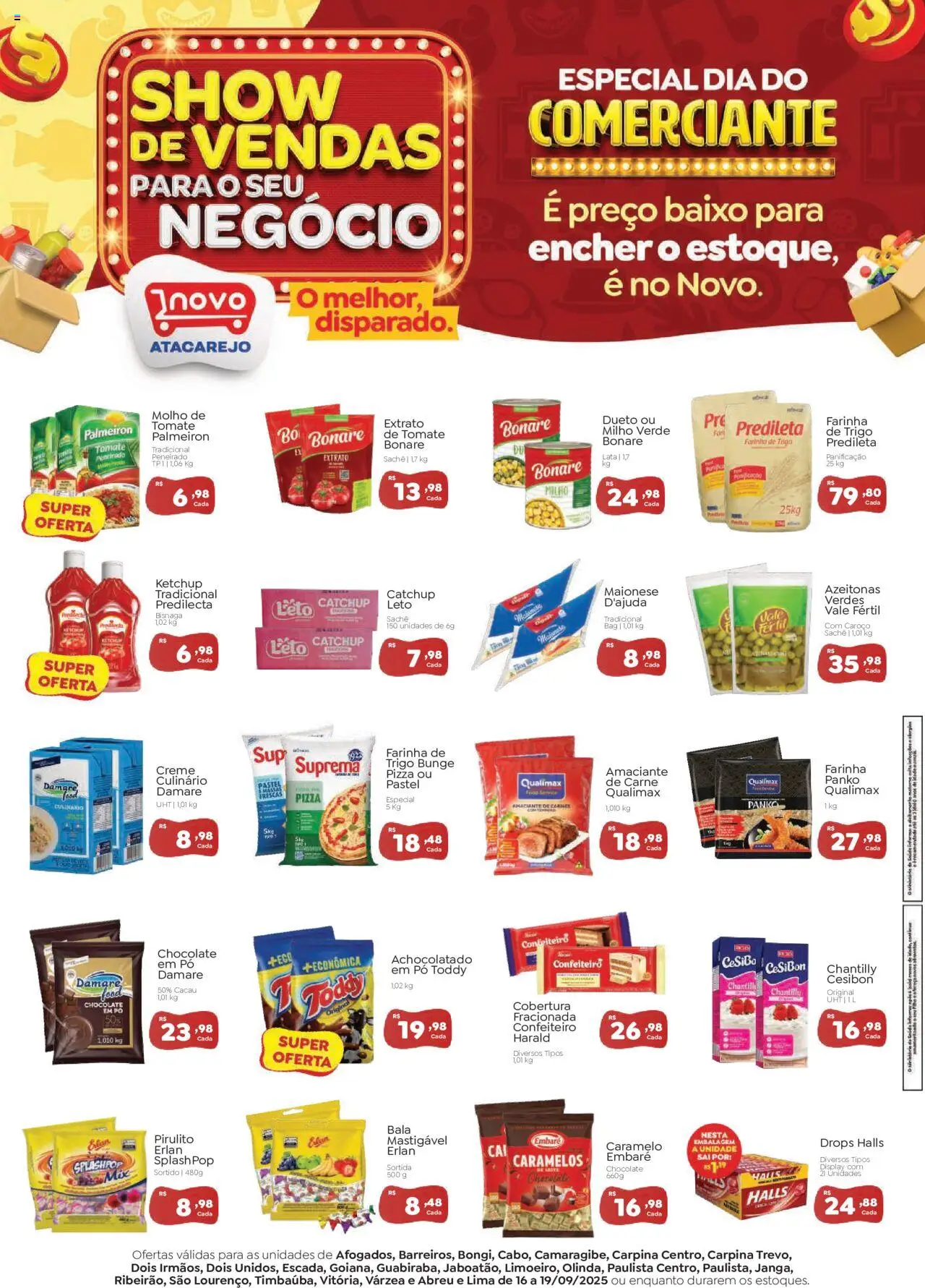 Novo Atacarejo Folheto - válido de 16.09.2025 | Página: 1 | Produtos: Pó, Milho verde, Chocolate, Maionese