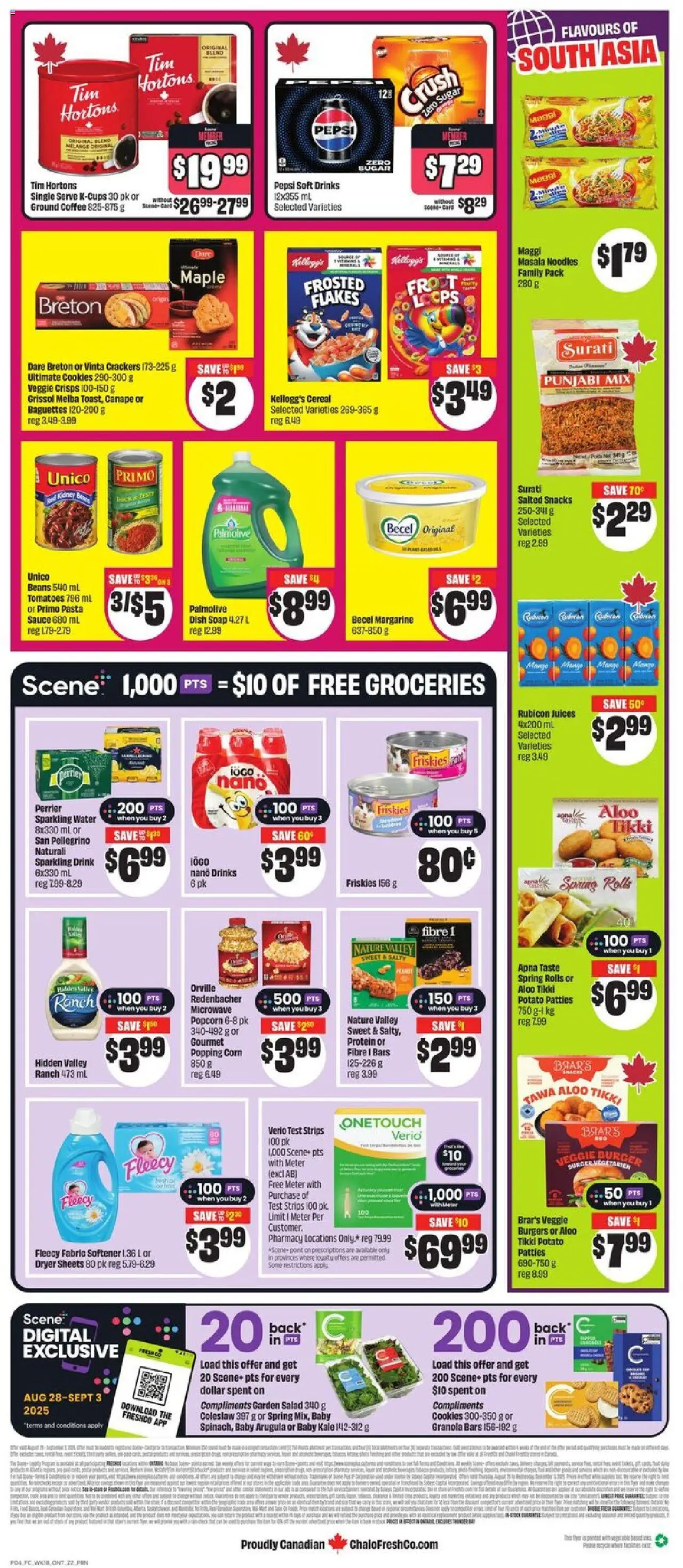 FreshCo flyer valid from 28.08.2025 | Page: 3 | Products: Pasta, Flakes, Coffee, Tomatoes