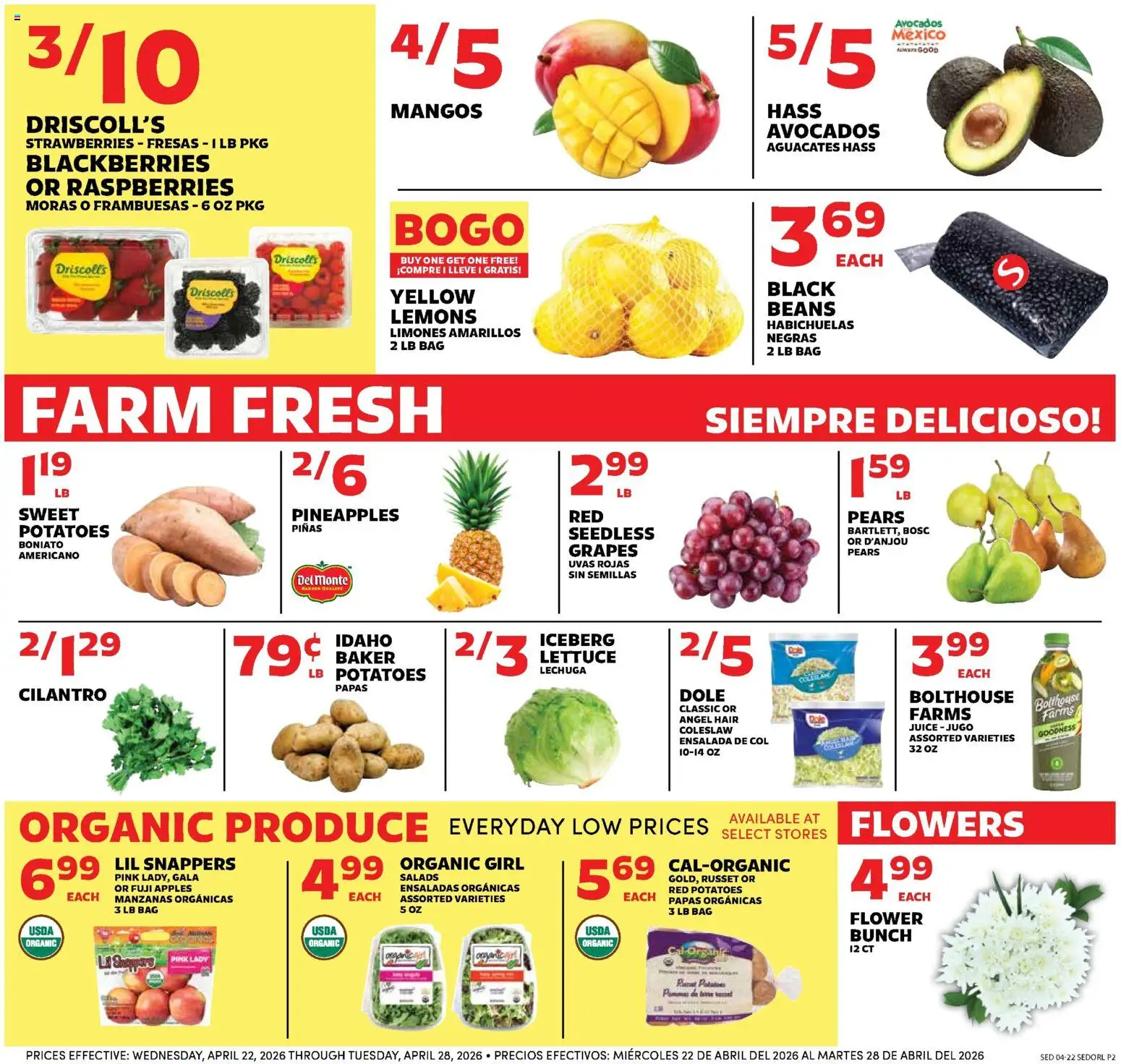 Sedano's Weekly Ad - valid from 22.04.2026 | Page: 2 | Products: Apples, Strawberries, Potatoes, Grapes